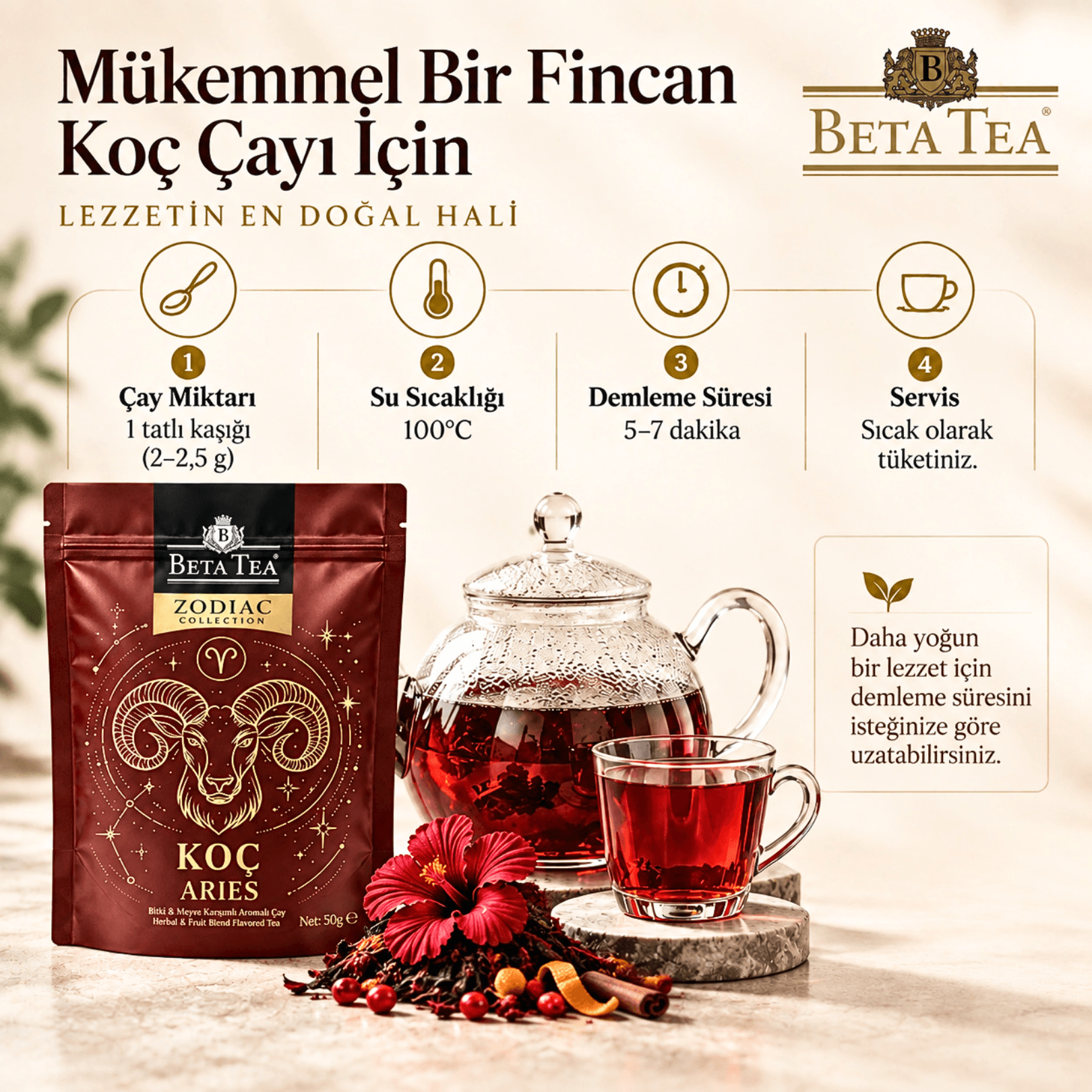 Beta Tea Zodiac Collection Koç Burcu Çayı 50 g - Burçlara Özel Dökme Çay Serisi