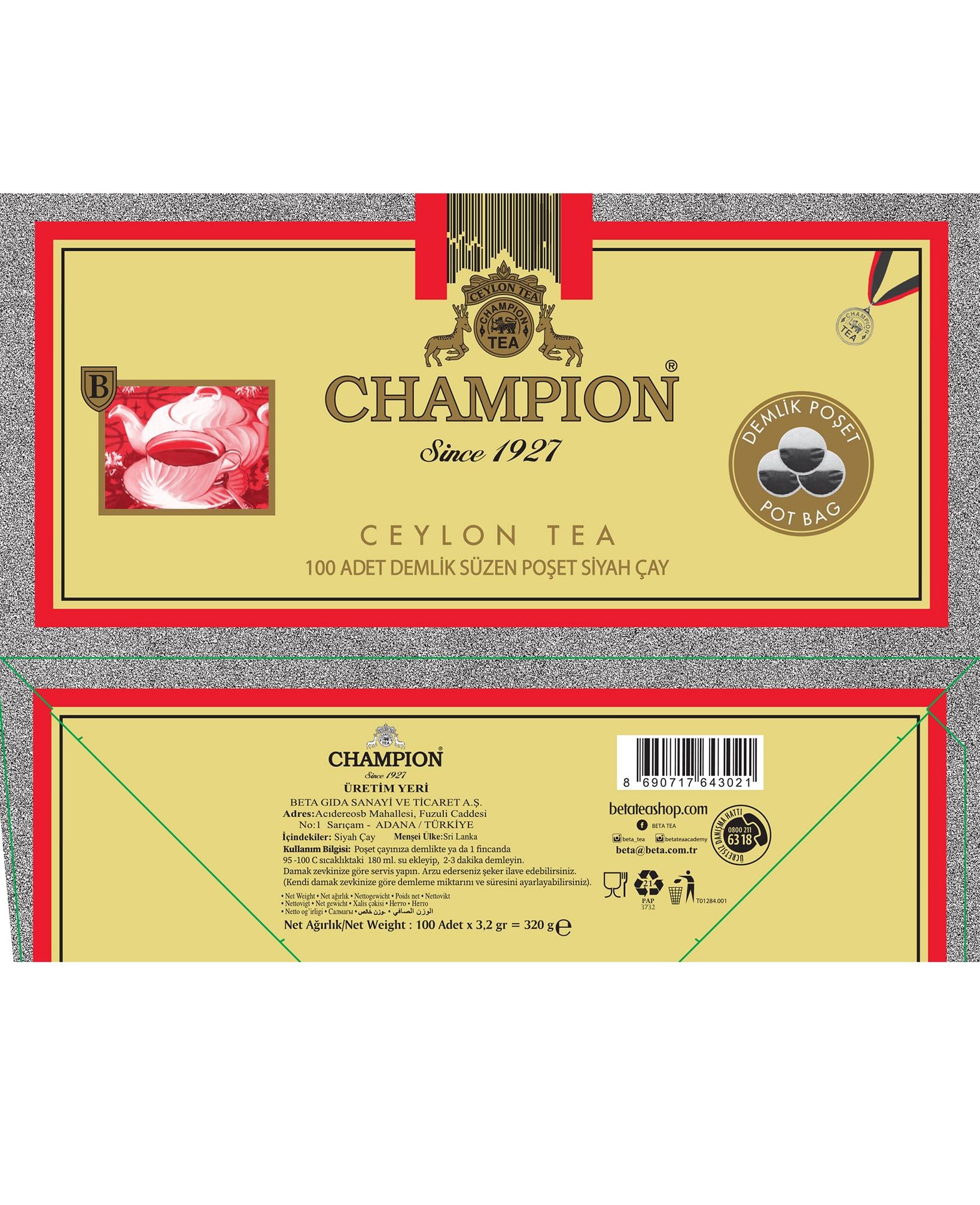 Champion Demlik Poşet 100 lü (Seylan Çayı - Ceylon Tea)