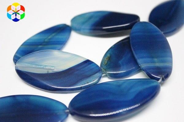 Akik Mavi Oval Taşlar Dizi