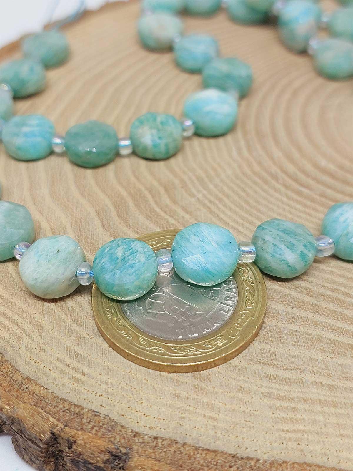 Amazonit Taşı 5.5*9.5mm YARIM Dizi (51484) (18cm uzunluğundadır)