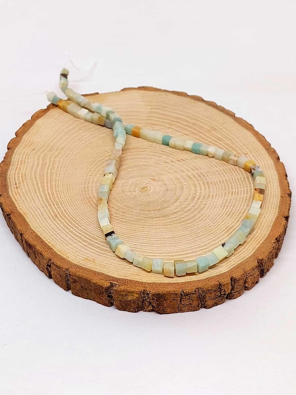 Amazonit Taşı Küp Şekilli Dizi 4mm