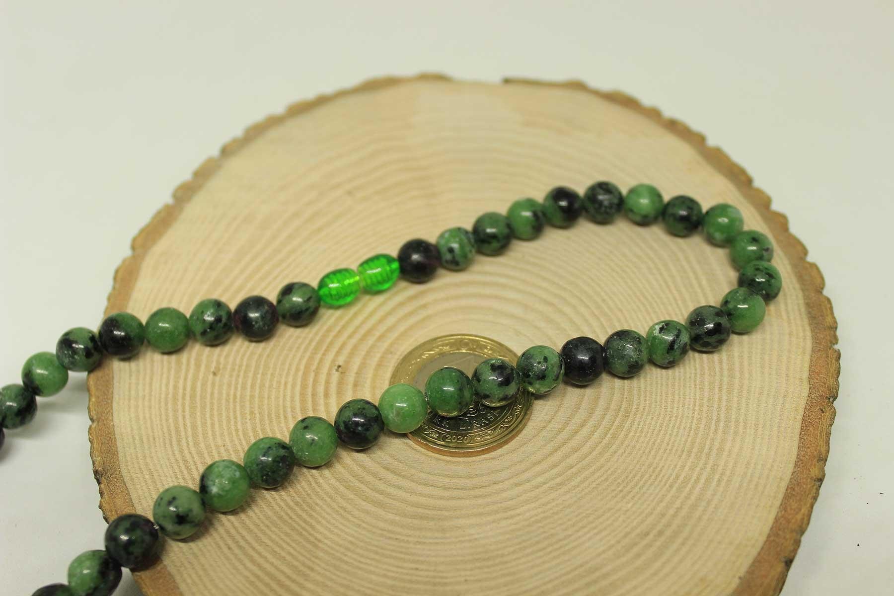 Anyolit (Rubizoit – Rubyzoisit) Taşı Kolye 8mm (Klipsli)