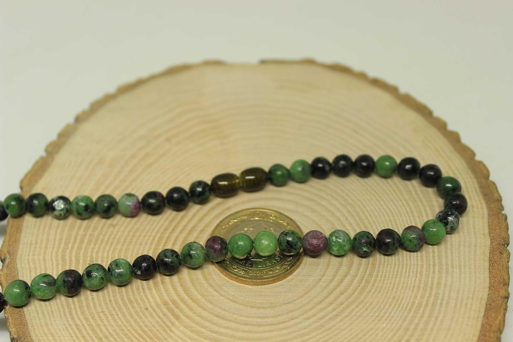 Anyolit (Rubizoit – Rubyzoisit) Taşı Kolye 6mm (Klipsli)