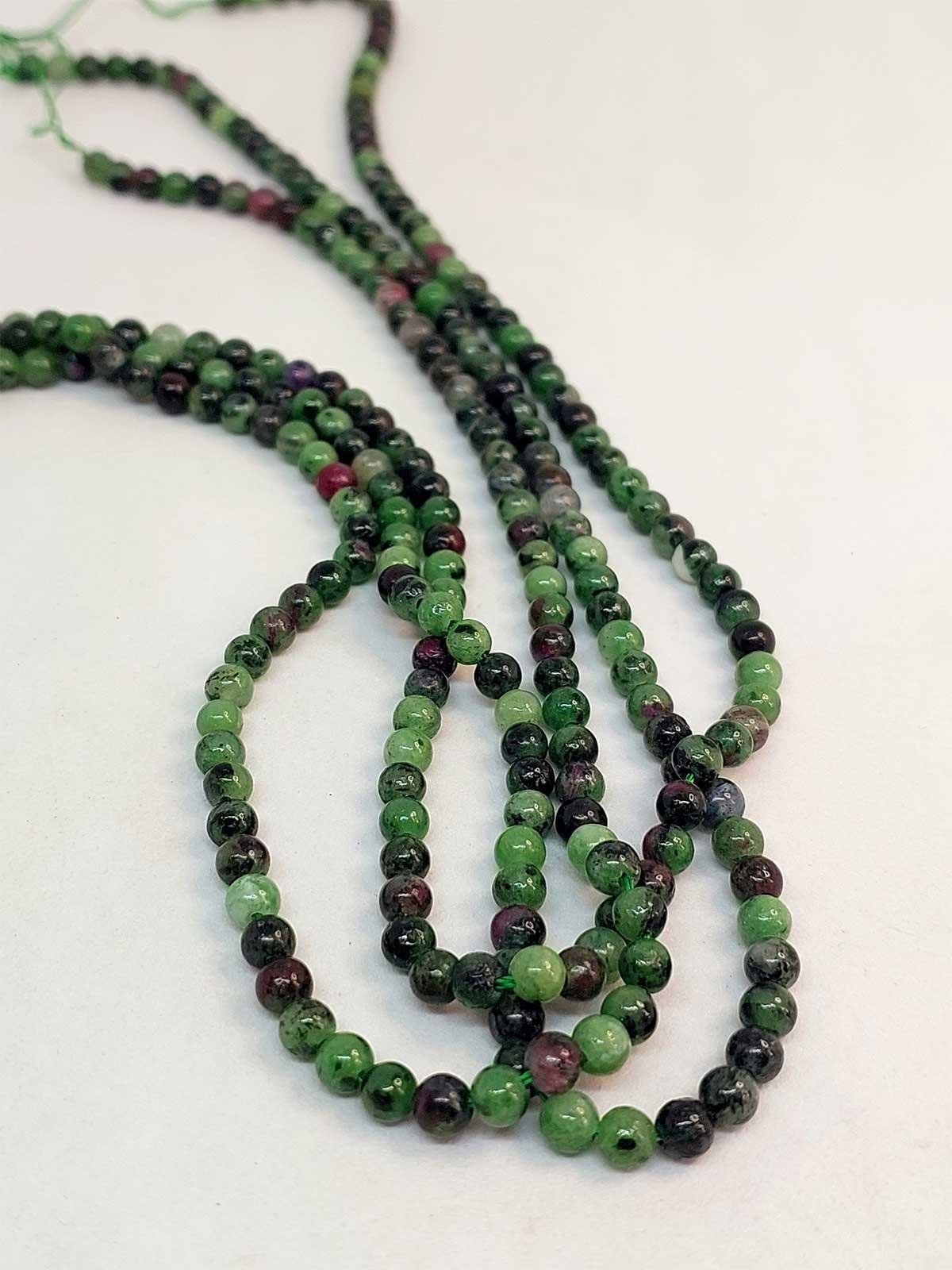 Anyolit (Rubizoit- Rubyzoisit) Taşı YARIM Dizi 4mm (18cm uzunluğundadır)