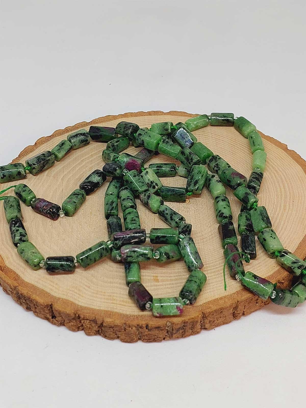 Anyolit(Rubizoit- Rubyzoisit) Taşı 6.5x13mm YARIM Dizi (49928) (18cm uzunluğundadır)