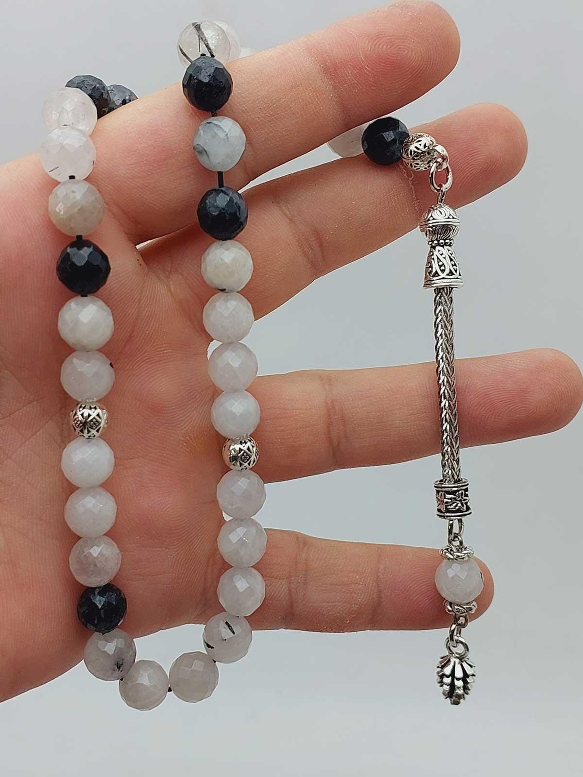 Beril (Rutil Kuvars) Taşı Üst Segment Faset Kesim 33lük Tesbih 8mm (36515)