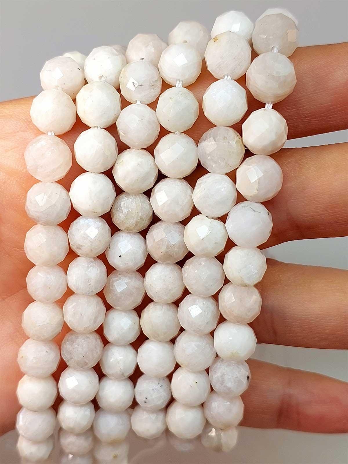 Çeyrek Dizi (9cm uzunluğundadır!) Ay Taşı Faset Kesim Çeyrek Dizi 8mm