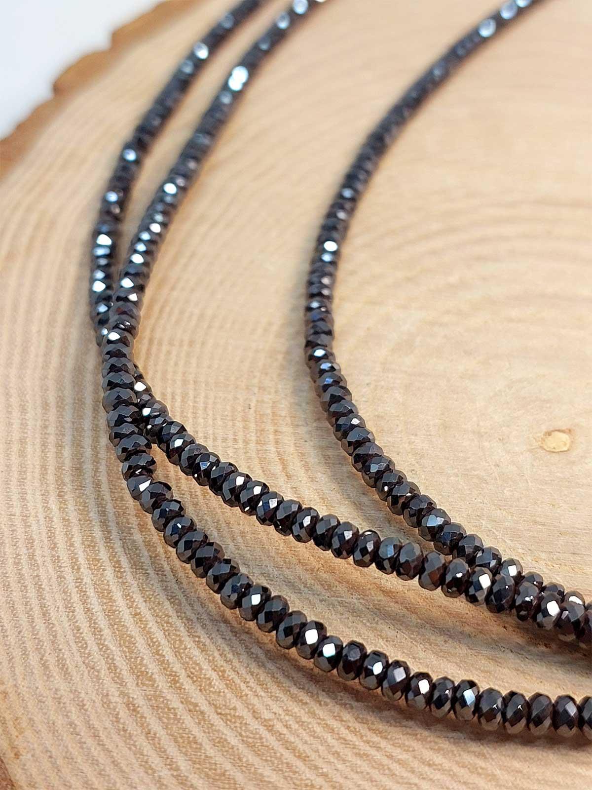 Çeyrek Dizi (9cm uzunluğundadır!) Hematit Taşı Rondela Faset Kesim Çeyrek Dizi 3*1.5mm (41230)