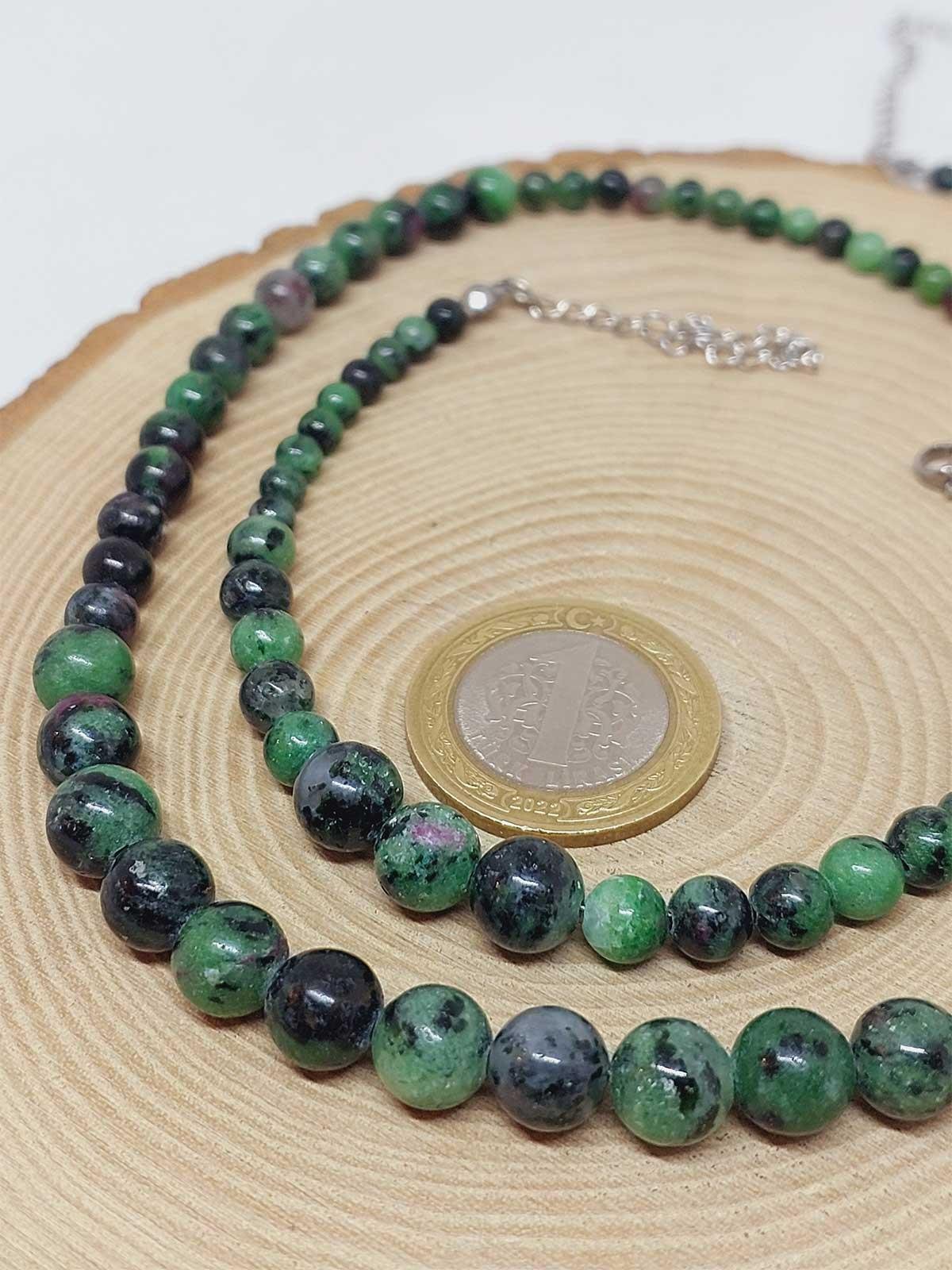 Galaksi Serisi Anyolit (Rubizoit Rubyzoisit) Taşı Kolye & Bileklik Seti