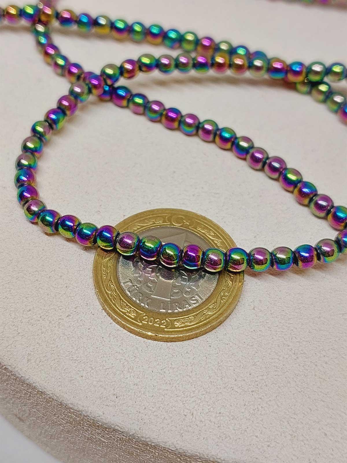 Hematit Taşı 3.5*4mm YARIM Dizi (52334) (18cm uzunluğundadır)
