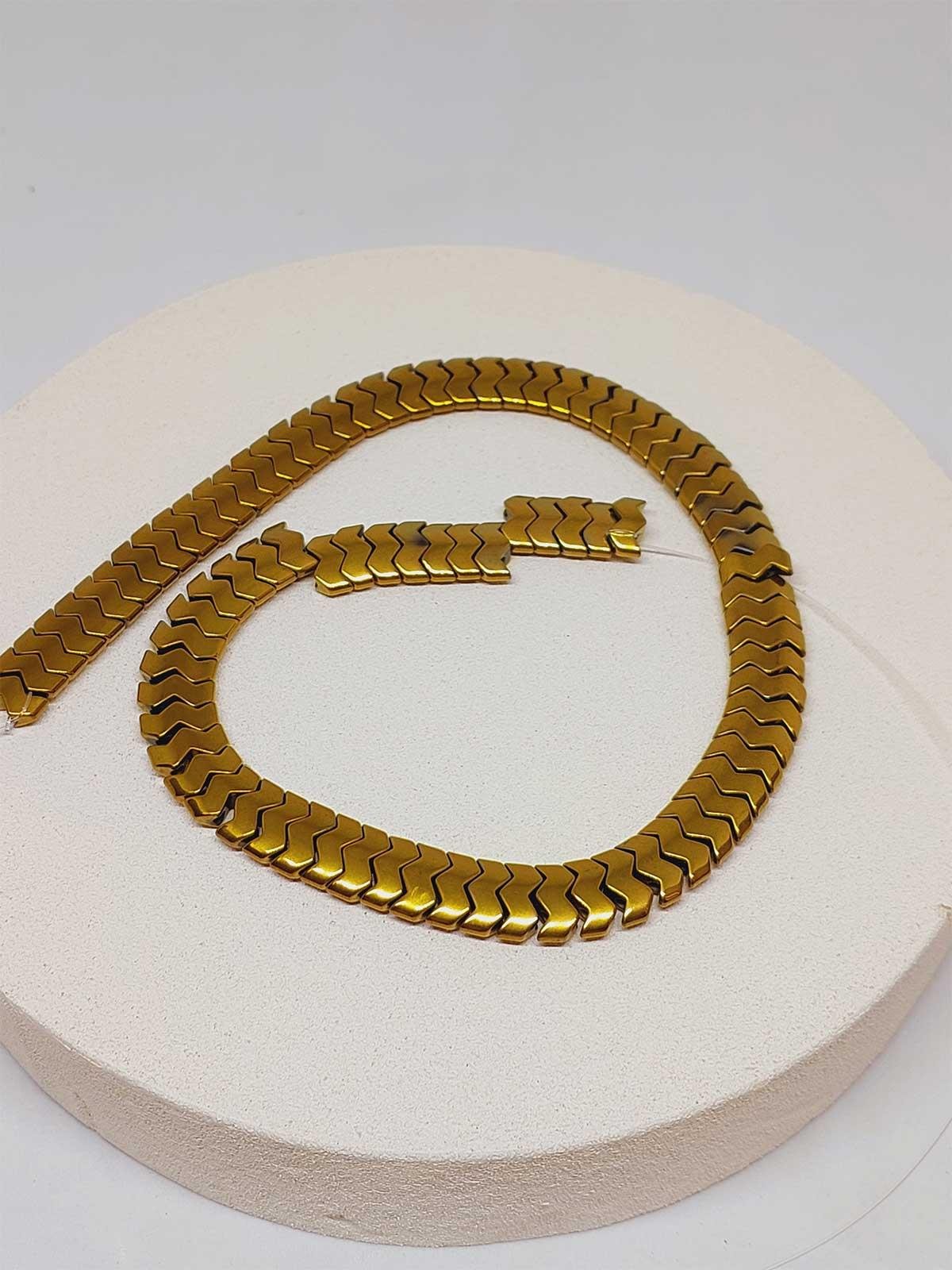 Hematit Taşı Şekilli Çift Delikli 4.5*12mm Dizi (52310)