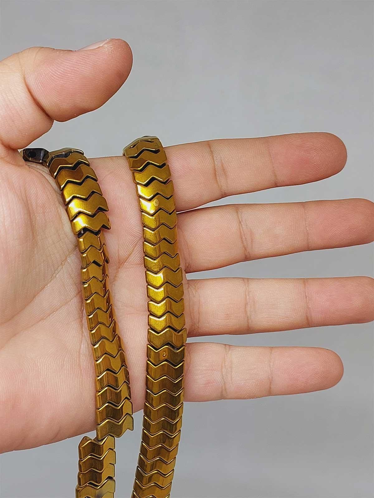 Hematit Taşı Şekilli Çift Delikli 4.5*12mm Dizi (52310)