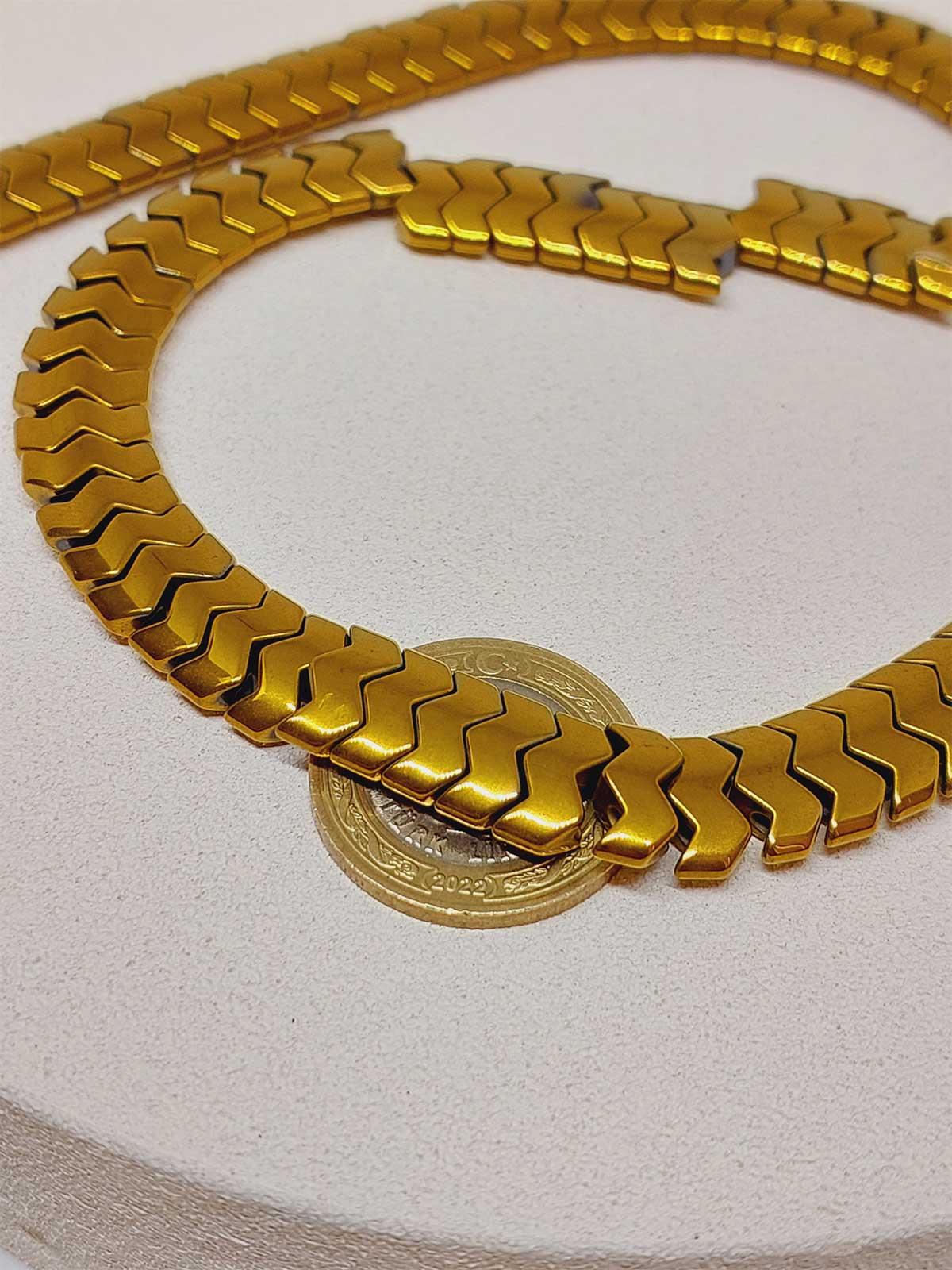 Hematit Taşı Şekilli Çift Delikli 4.5*12mm Dizi (52310)