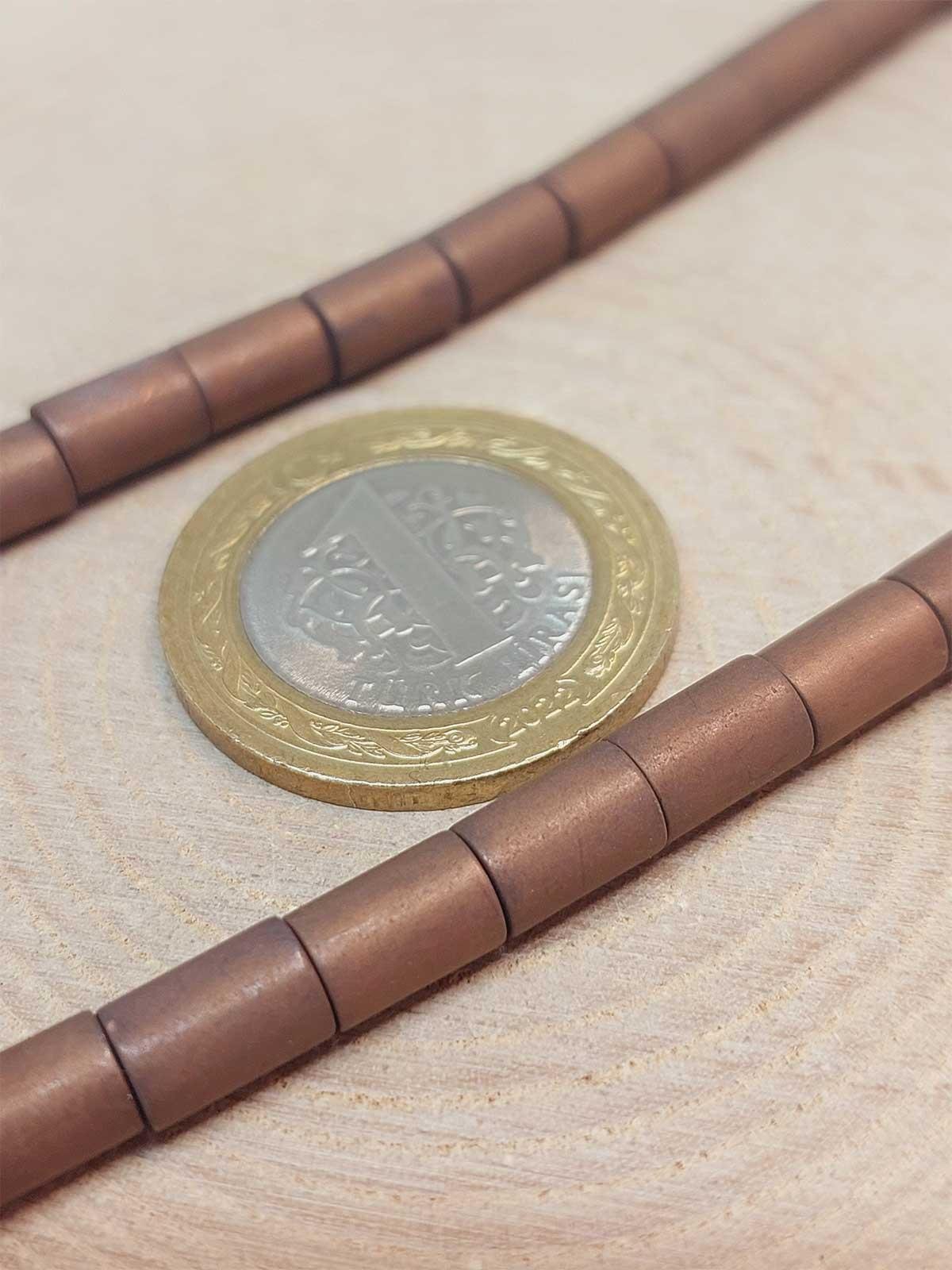 Hematit Taşı YARIM Dizi 5.5*8mm (49608) (18cm uzunluğundadır)