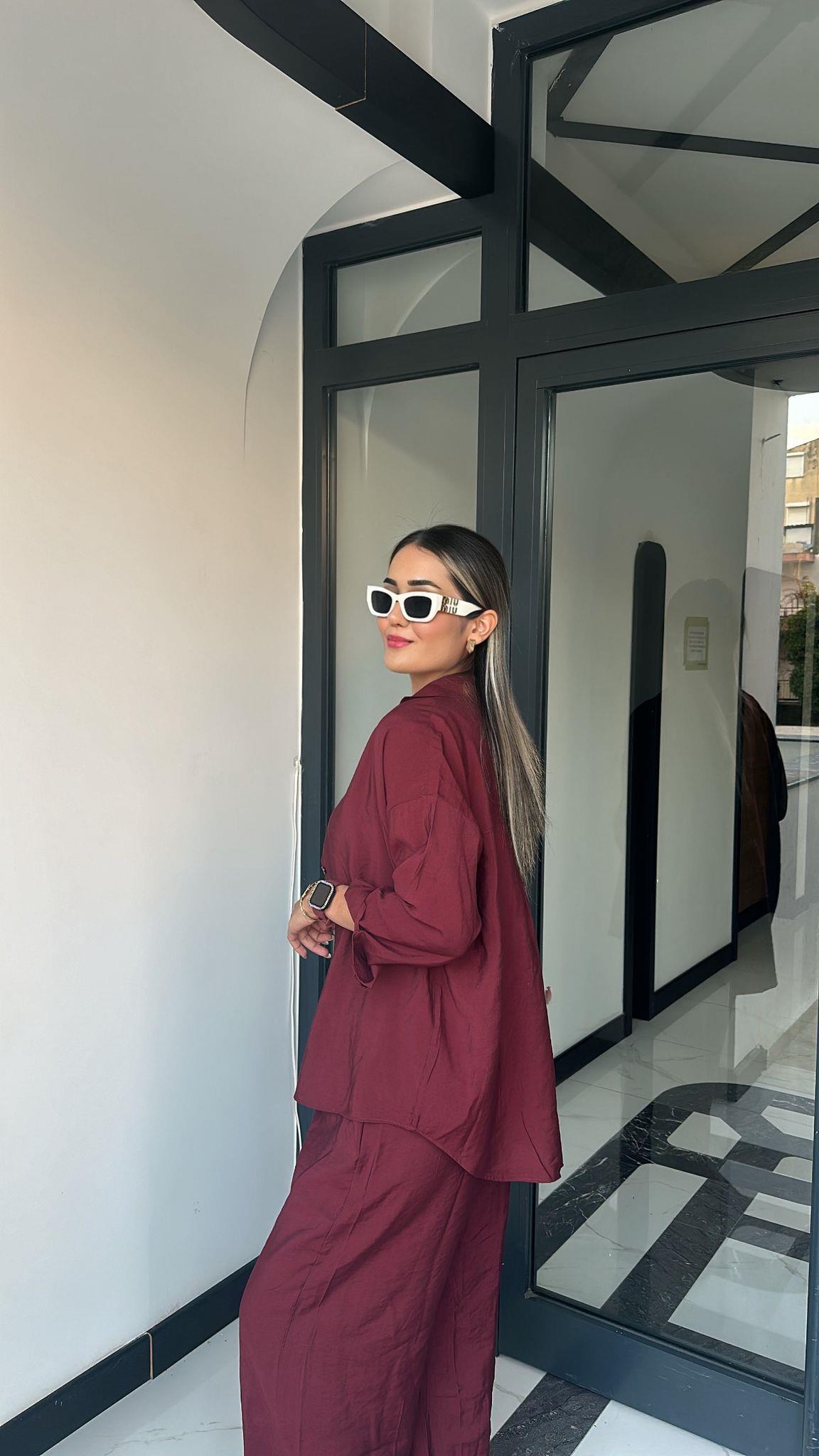 Bordo Gömlekli İkili Takım