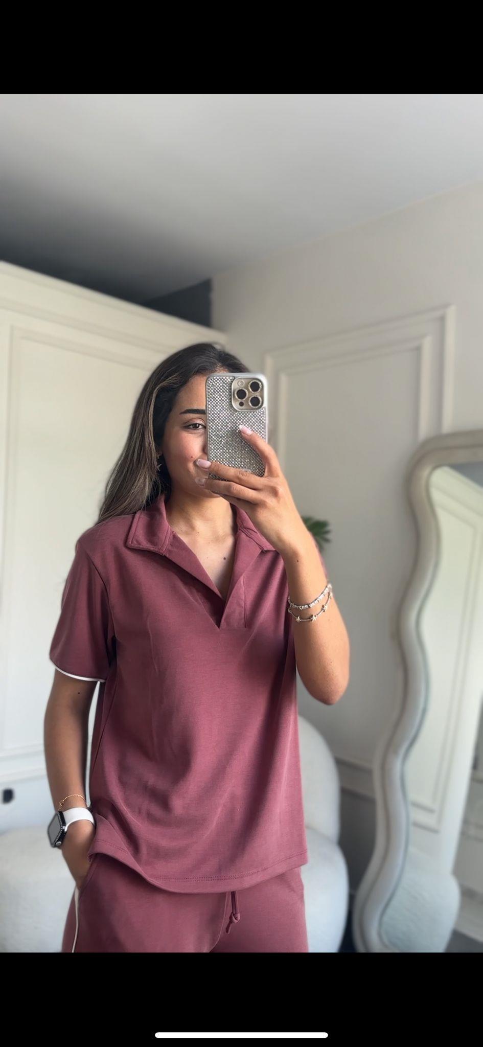 Bordo İkili Polo Yaka Takım