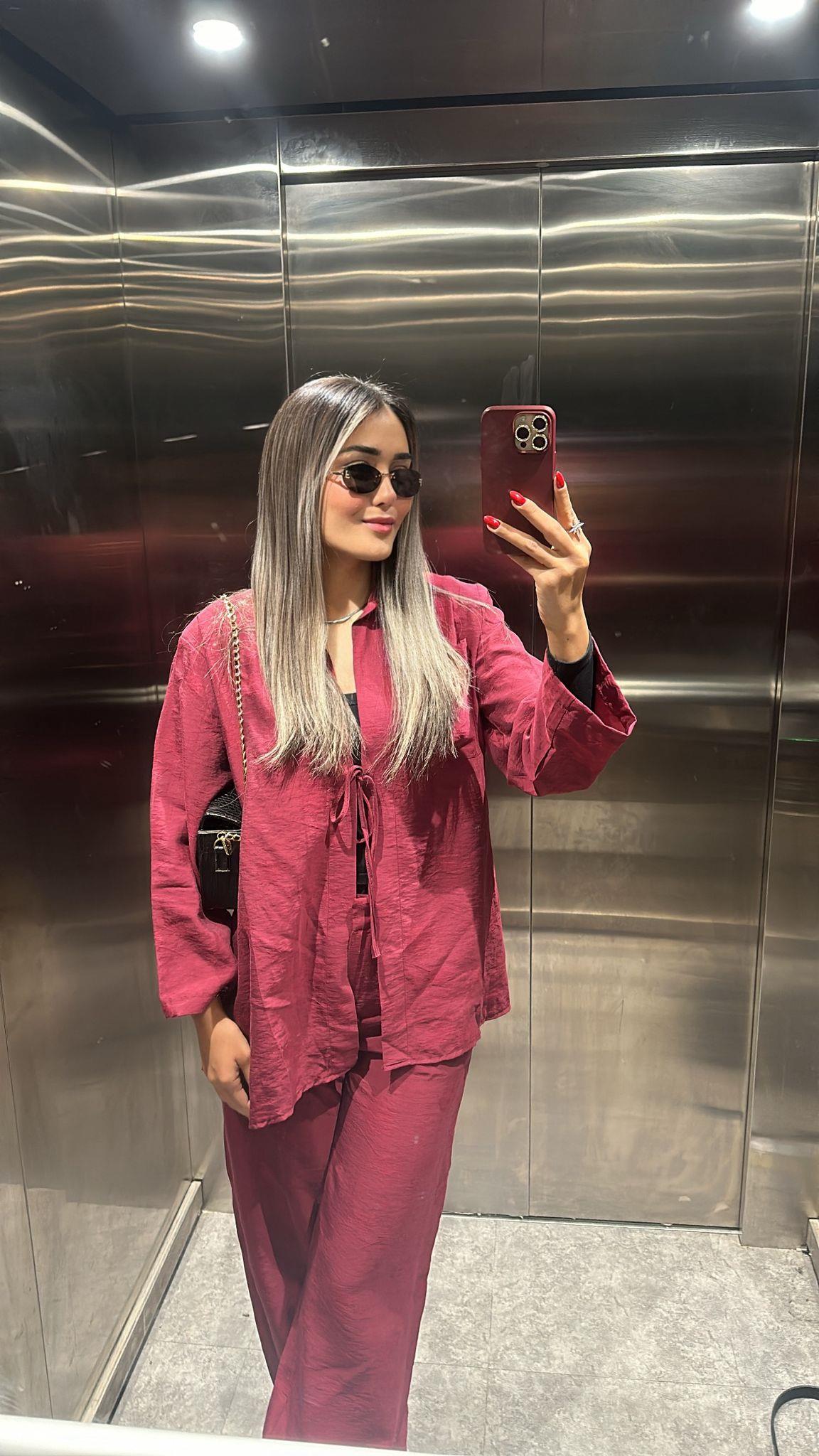 İkili Bordo Bağlamalı Gömlekli Takım