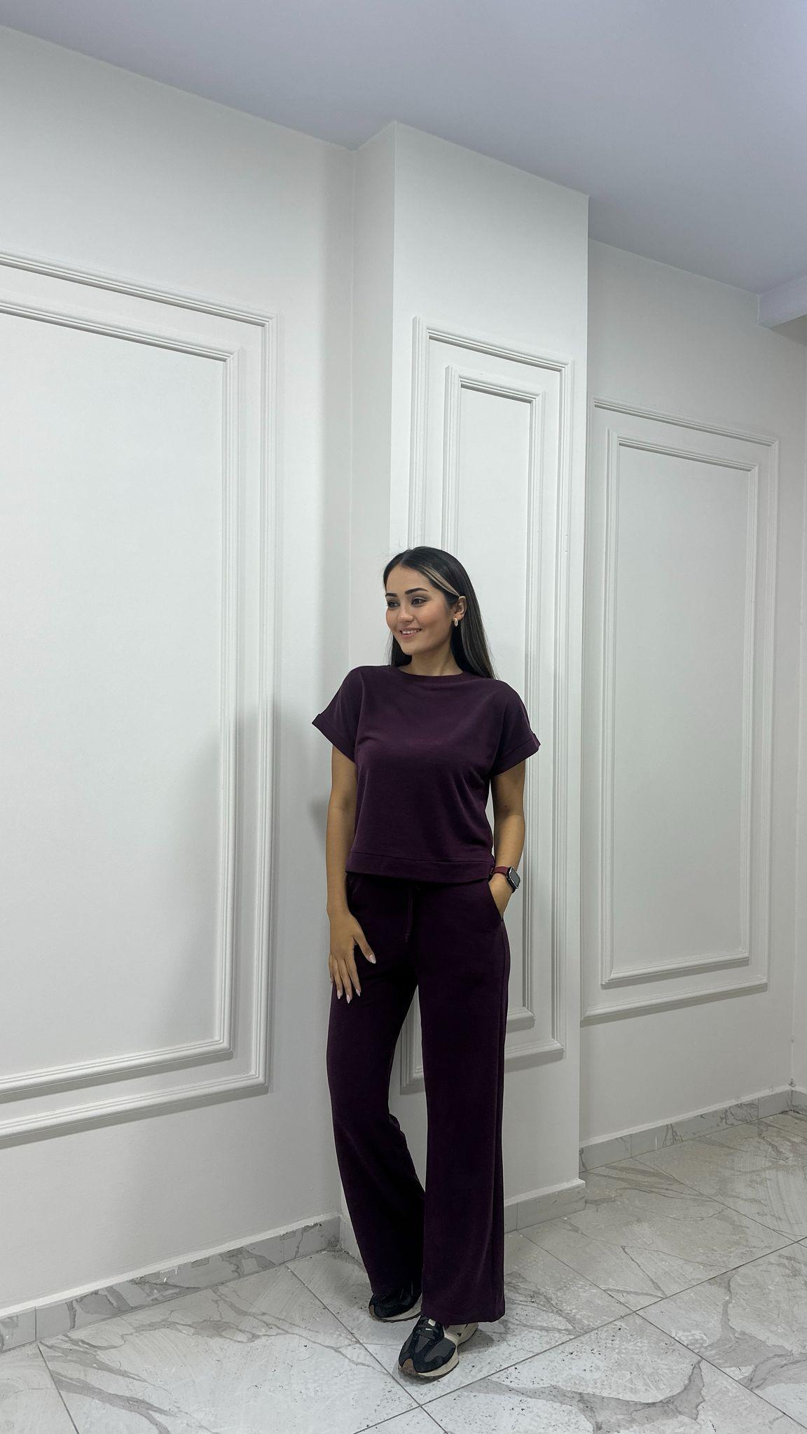 İkili Pike Modal Takım Bordo