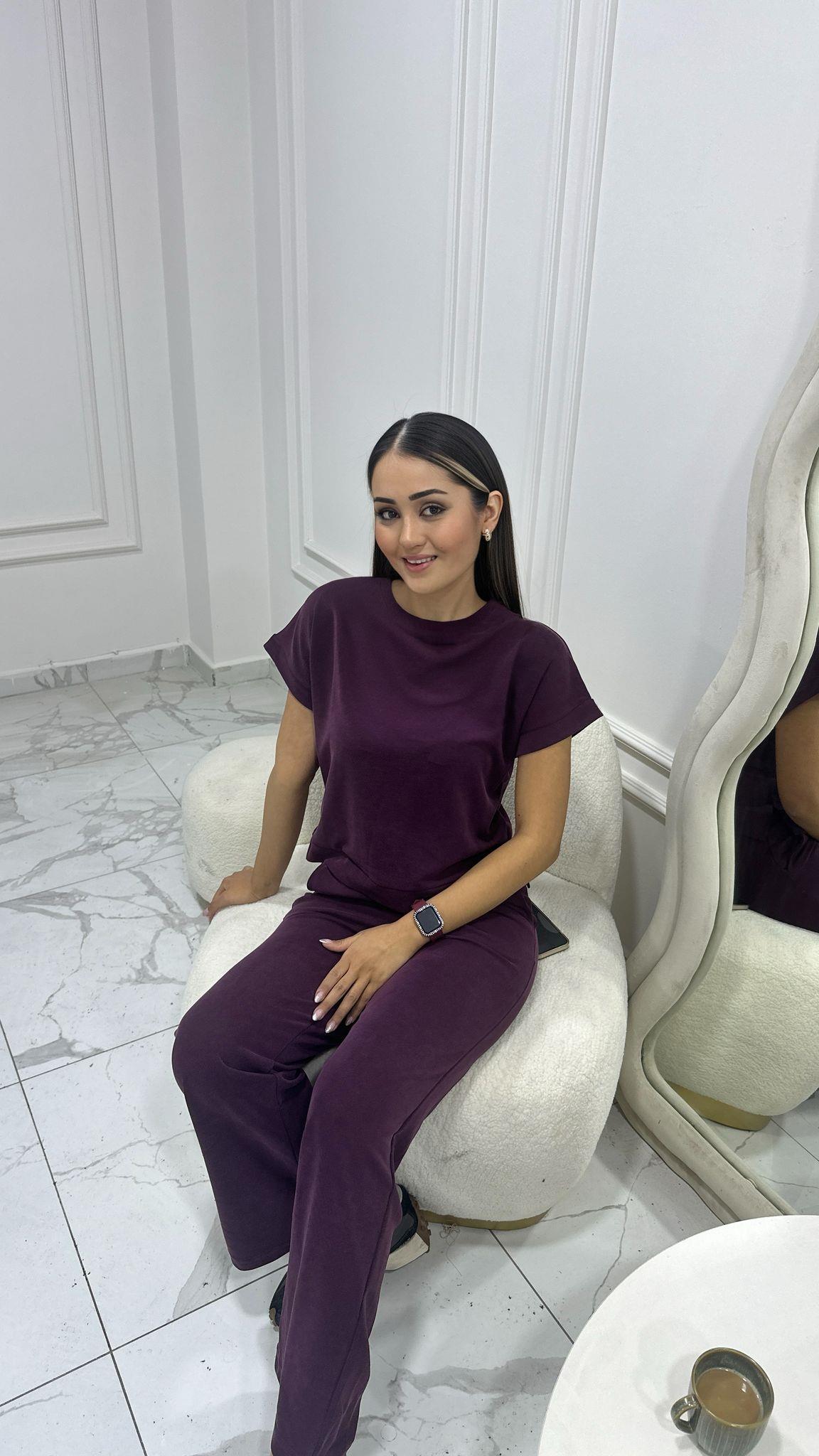 İkili Pike Modal Takım Bordo
