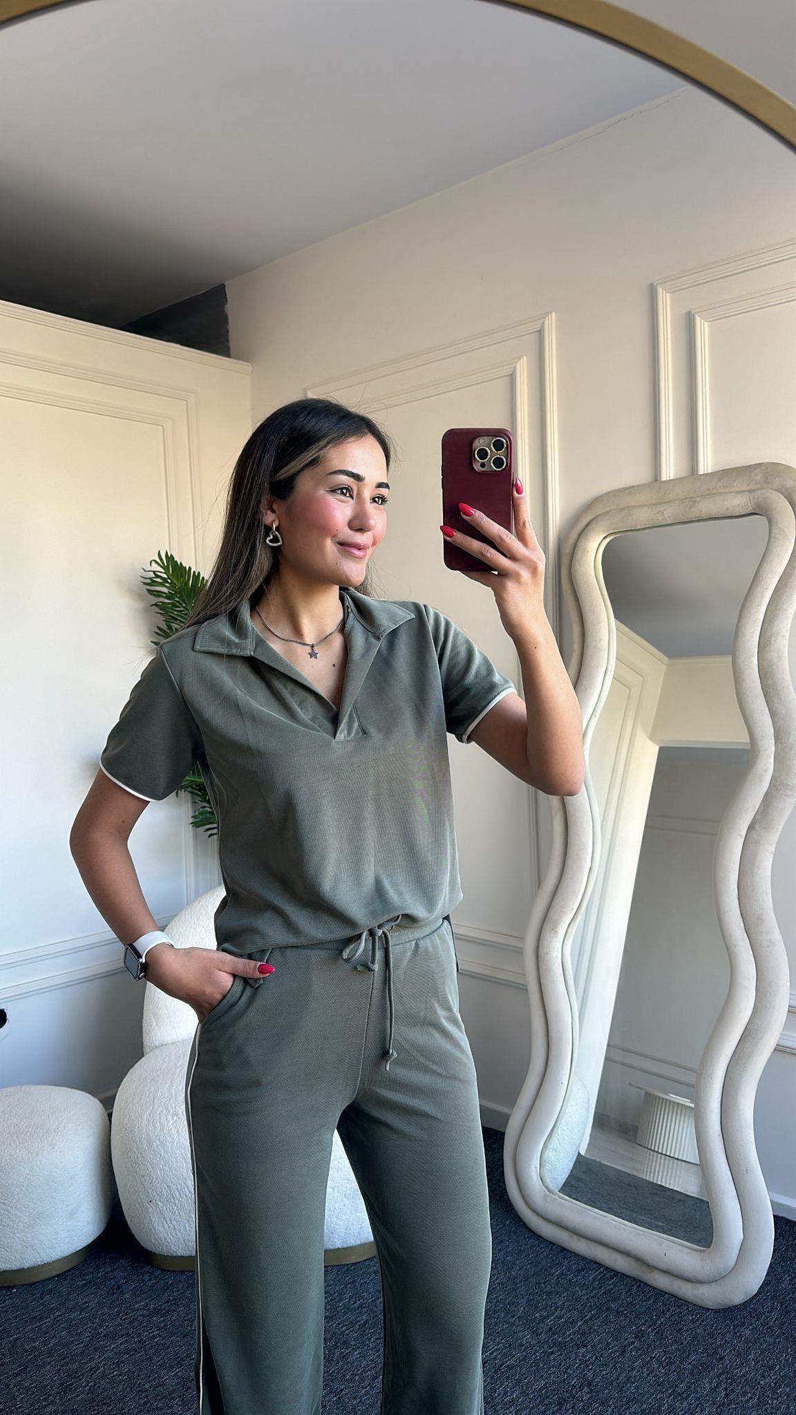 İkili Pike polo yaka yandan şeritli Modal Takım 