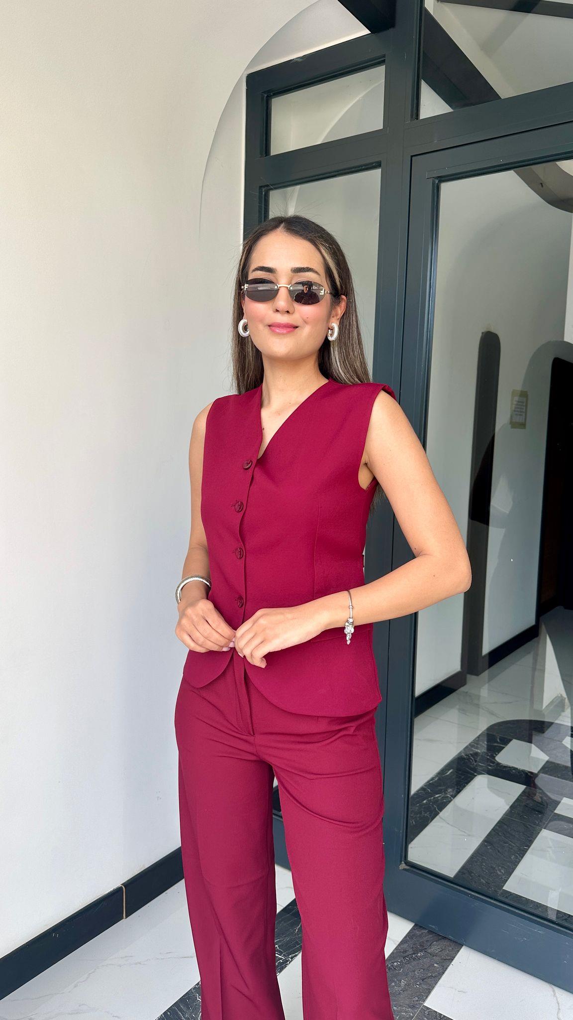 Yelekli Takım Bordo