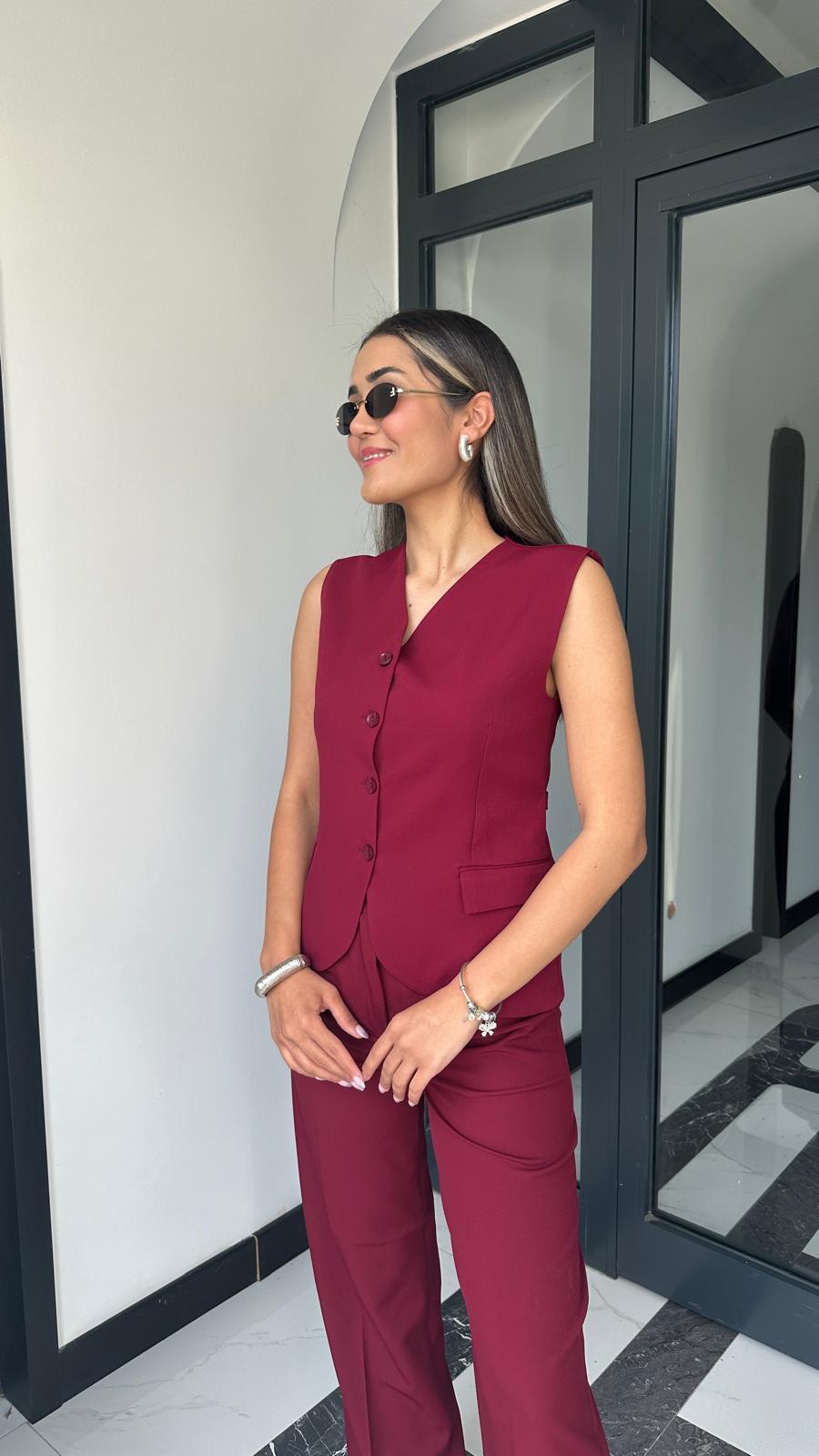 Yelekli Takım Bordo