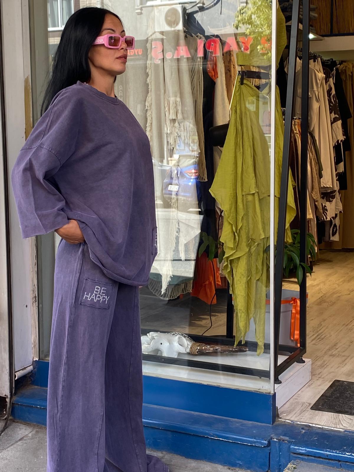 Mor oversize eşofman takımı