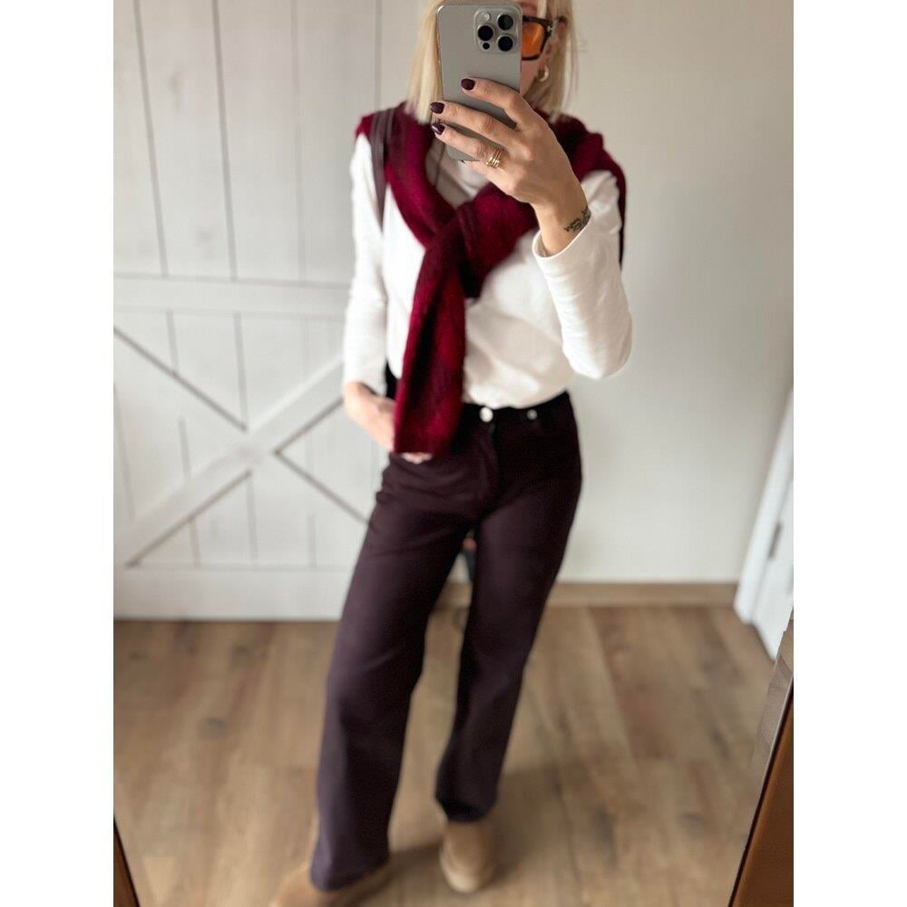  Bitter Kahvesi Straight Kesim Kadın Jean Pantolon