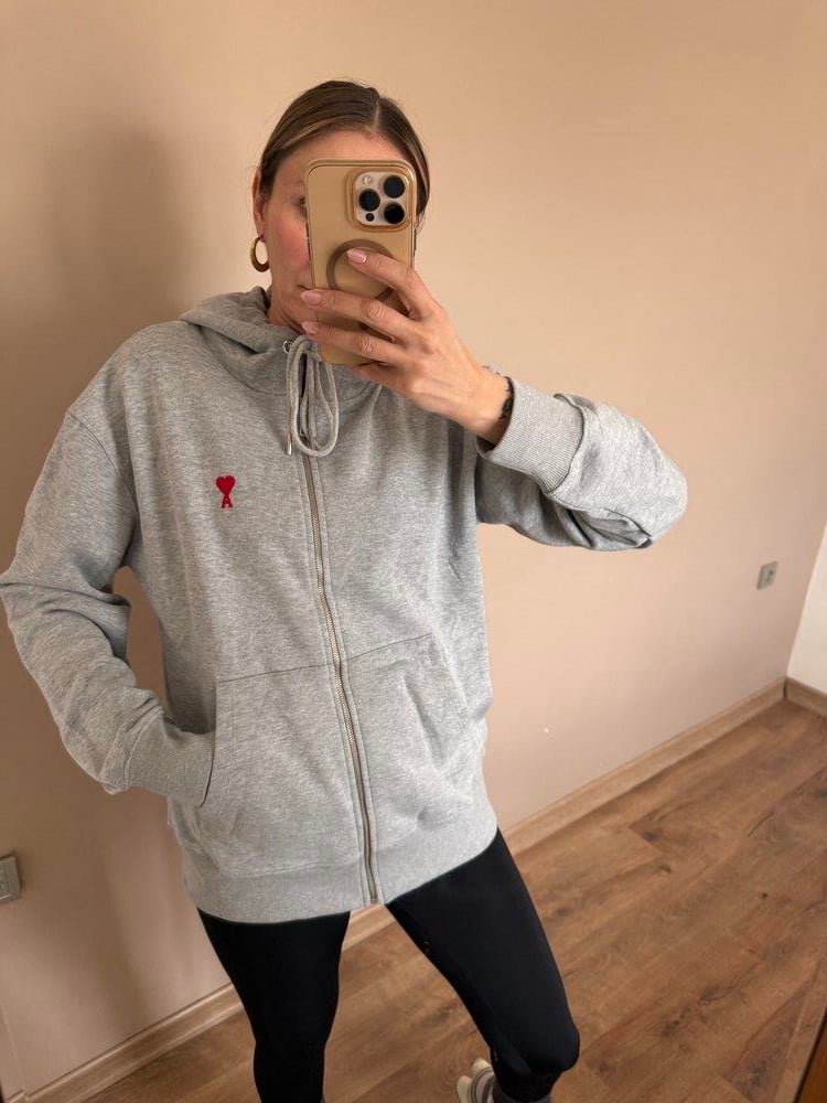 ❤️ Kapüşonlu Fermuarlı Nakış Detaylı Sweatshirt