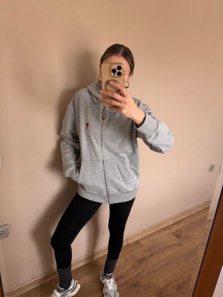 ❤️ Kapüşonlu Fermuarlı Nakış Detaylı Sweatshirt
