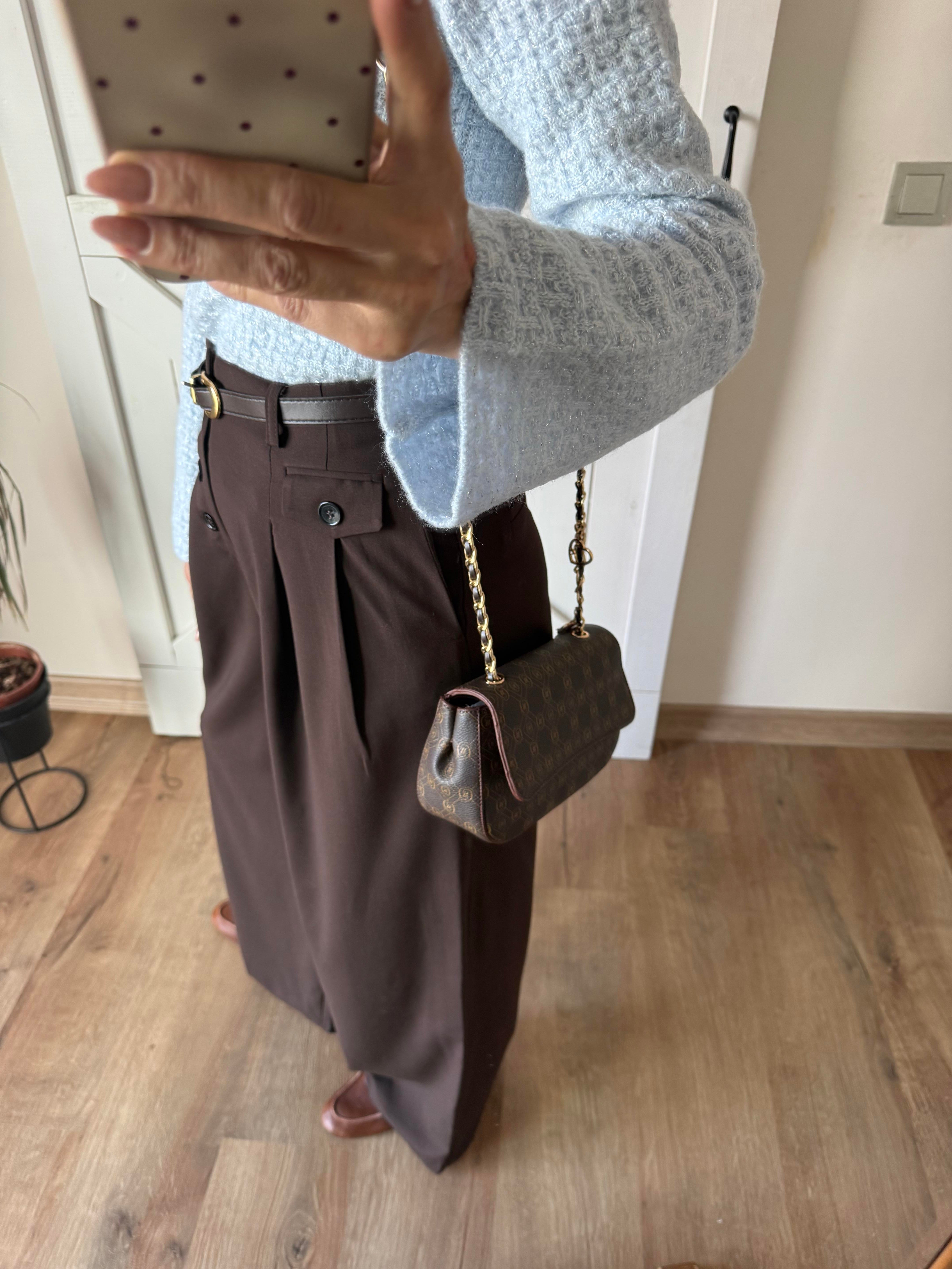 Acı Kahve Dört Düğmeli Palazzo Pantolon