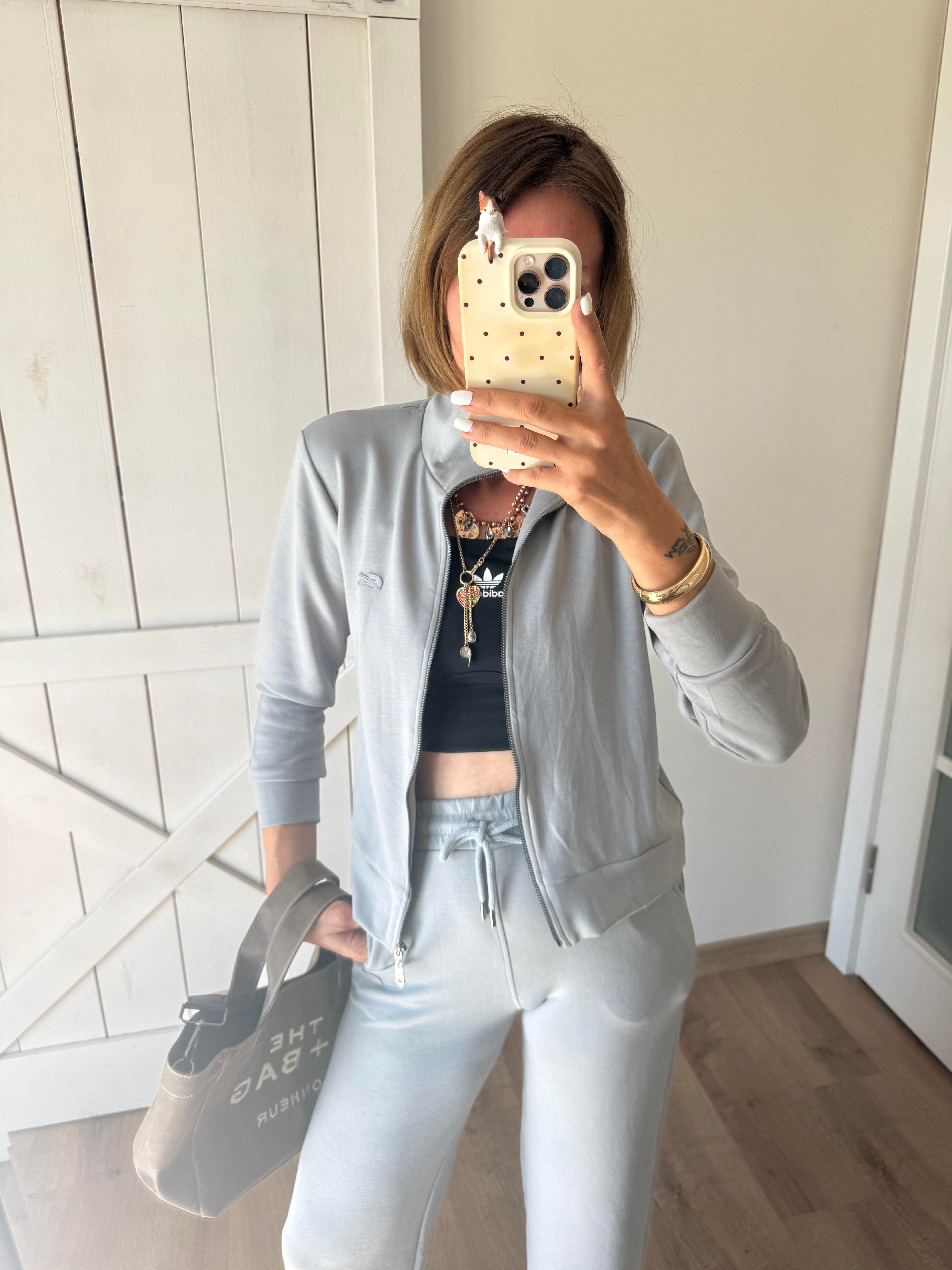 Açık Gri Lcs Fermuarlı Üst/Pantolon Takım