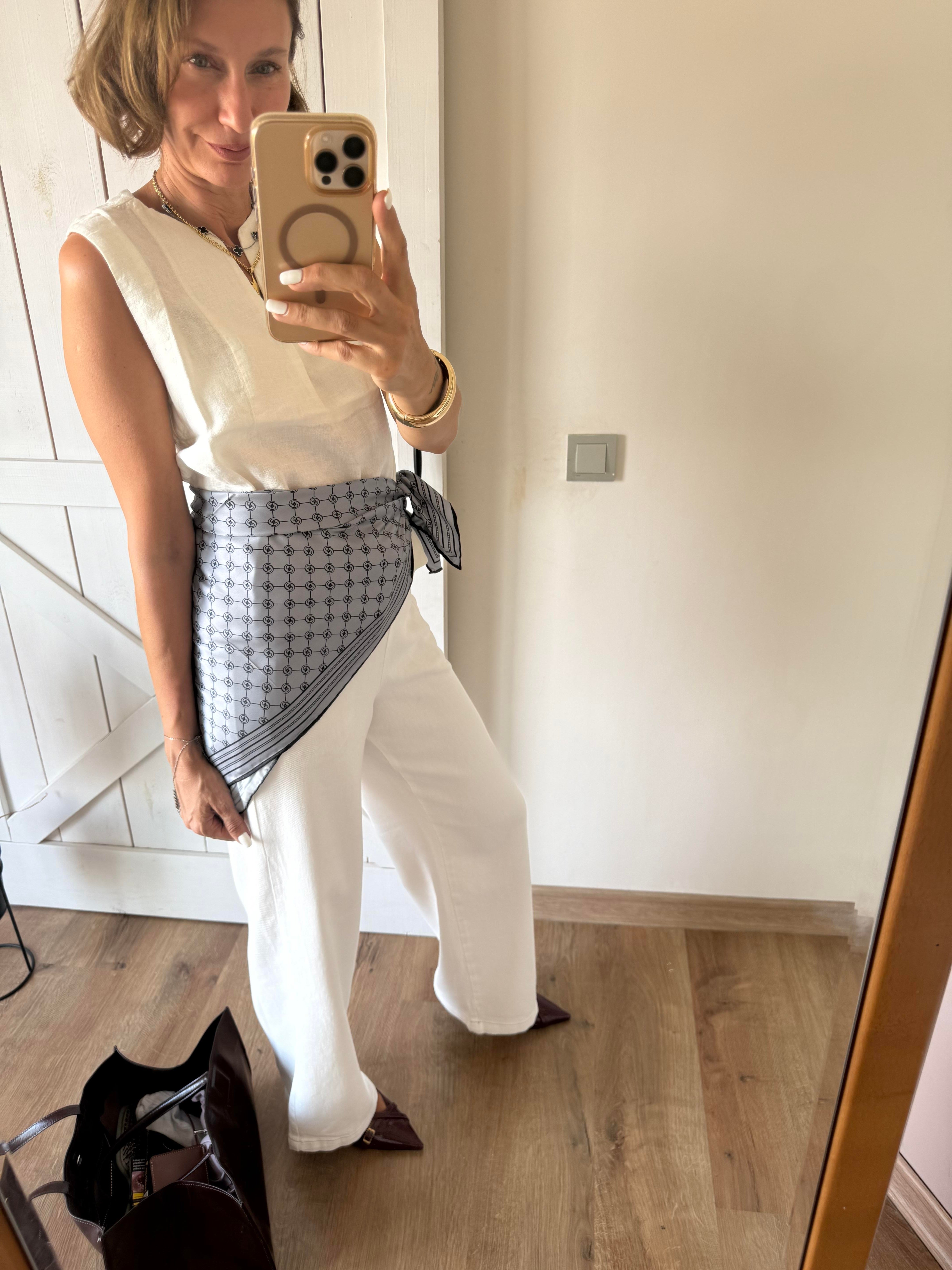 Açık Gri Logolu Kare Premium Şal/Eşarp