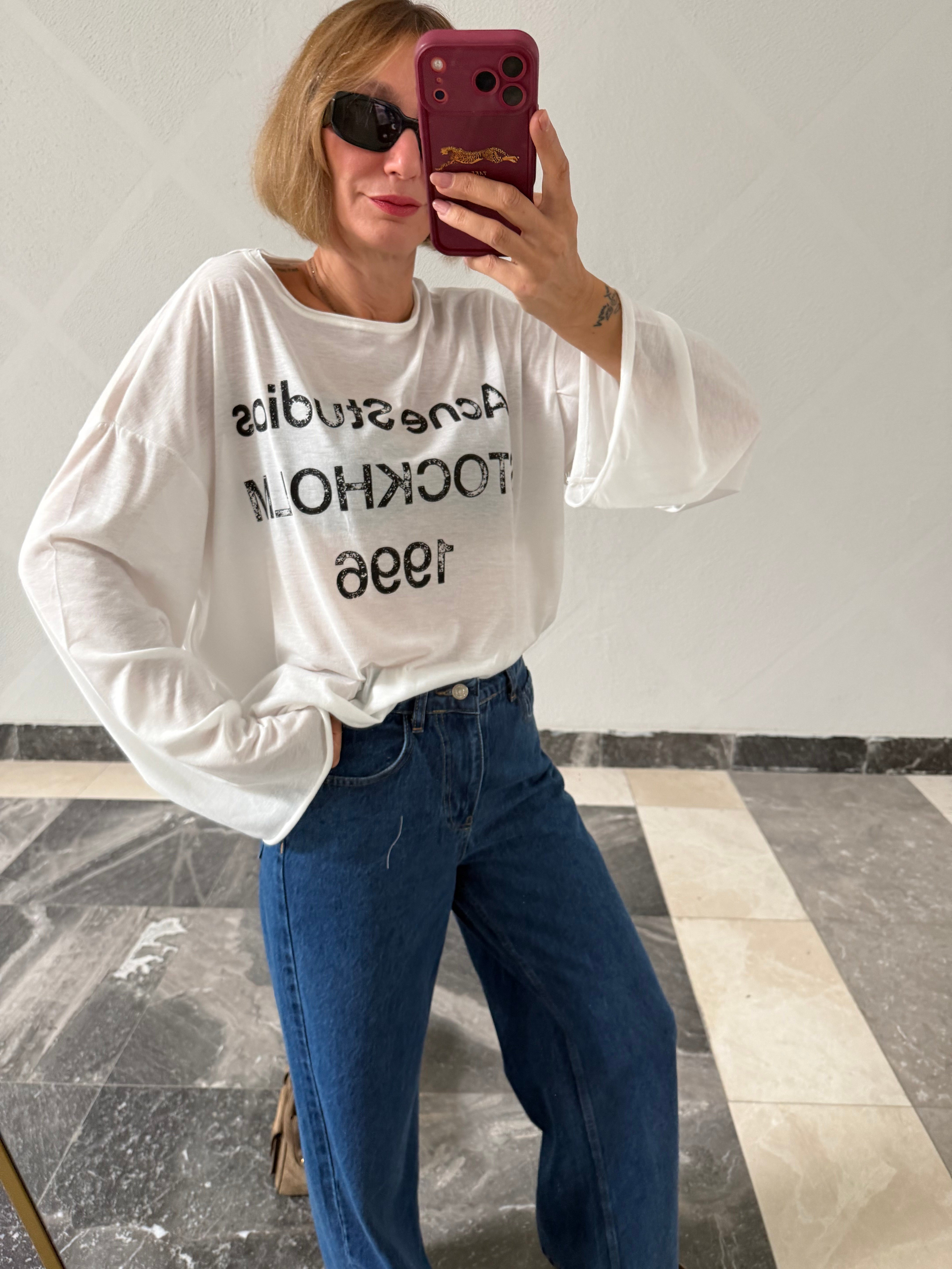 Acne Beyaz Basic Triko