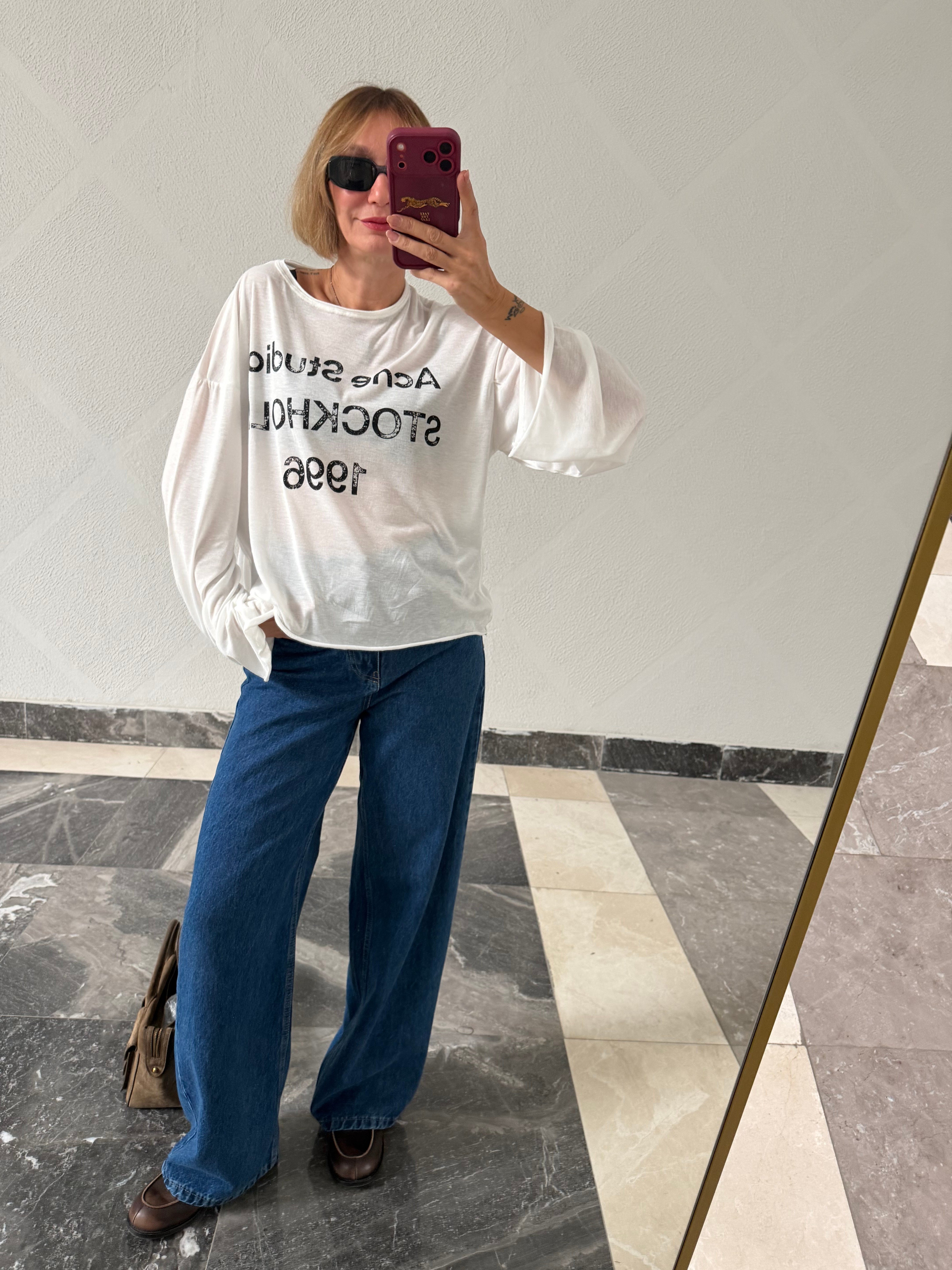 Acne Beyaz Basic Triko