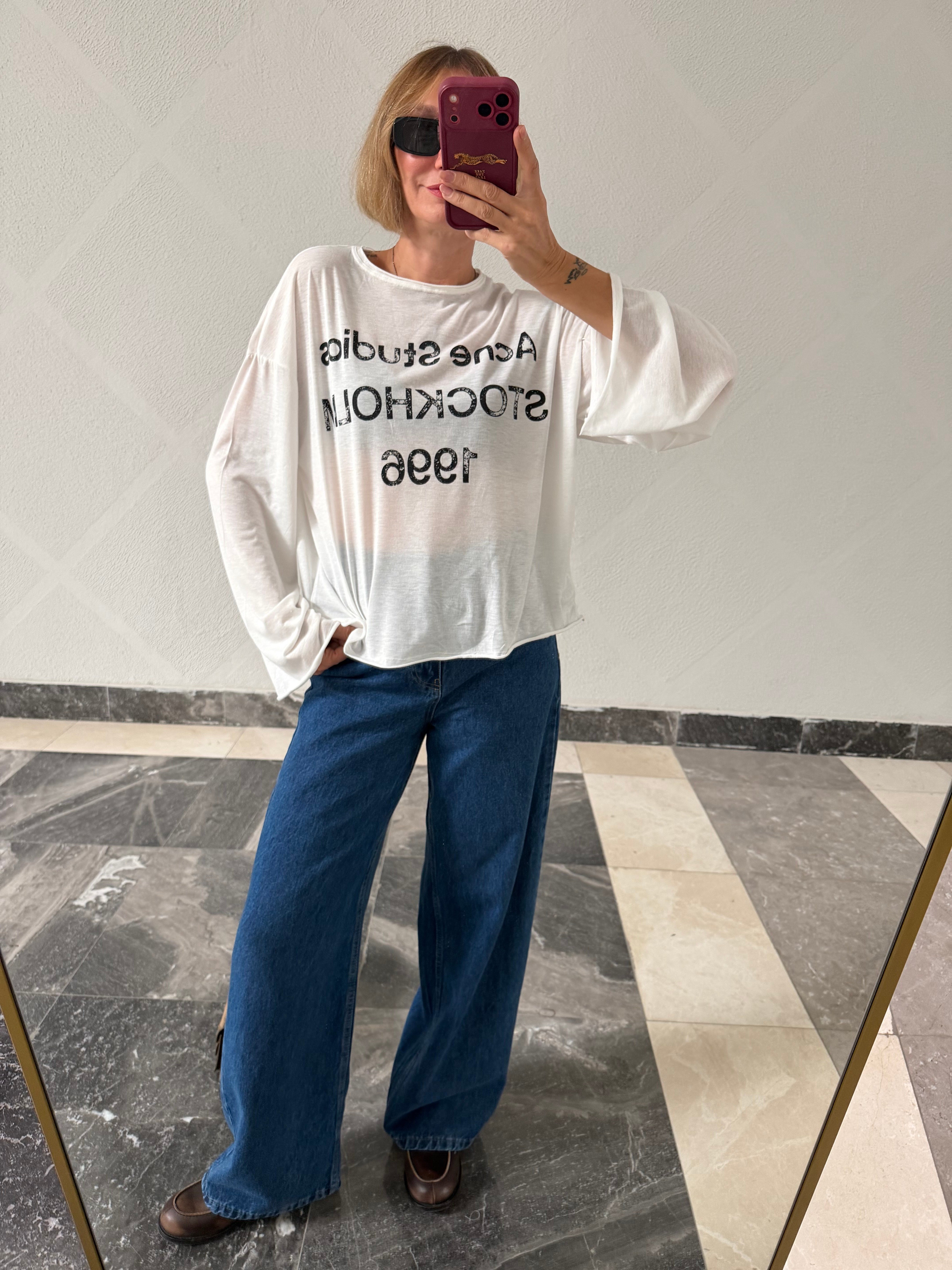 Acne Beyaz Basic Triko