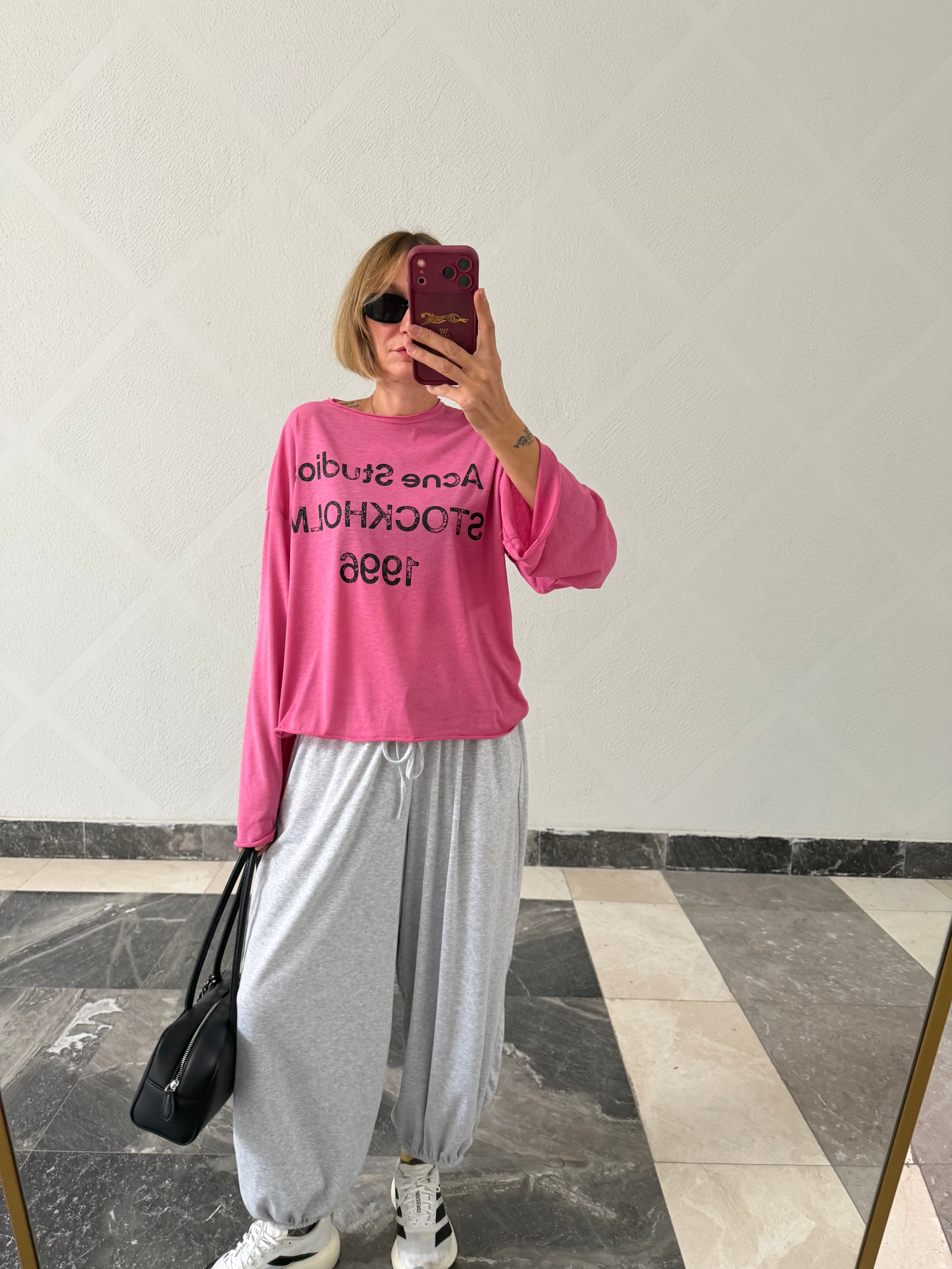 Acne Pembe Basic Triko