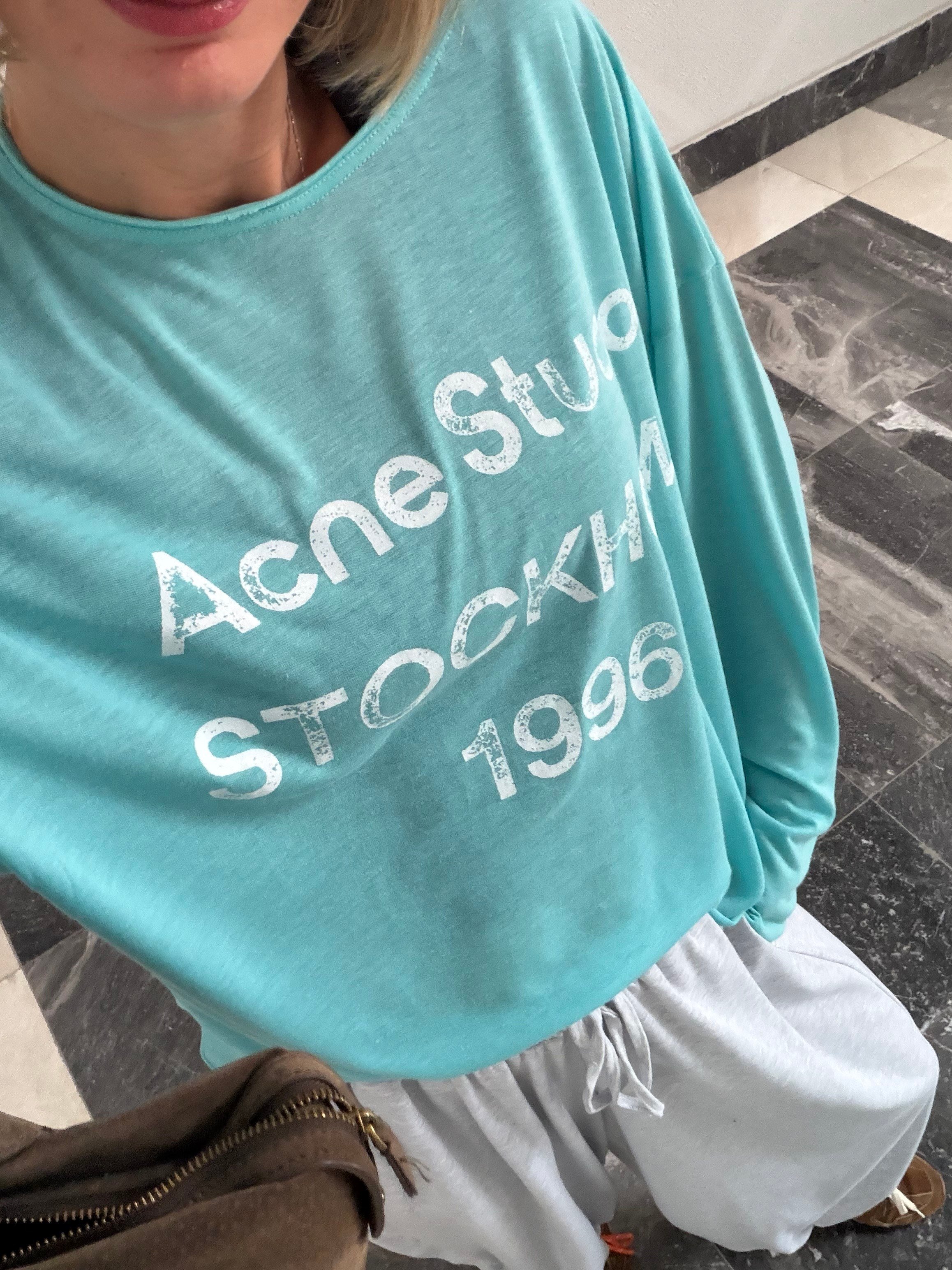 Acne Turkuaz Basic Triko