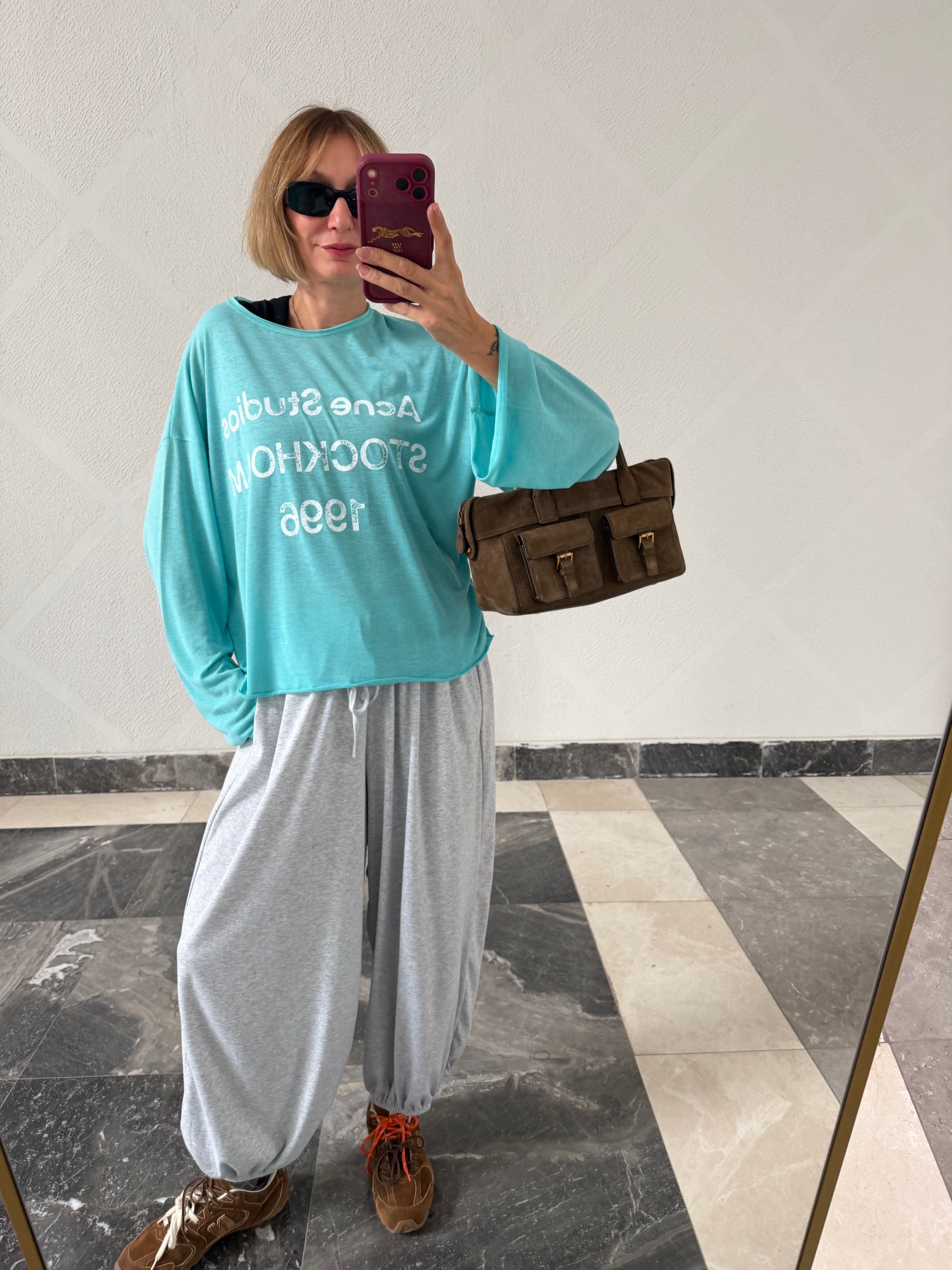 Acne Turkuaz Basic Triko