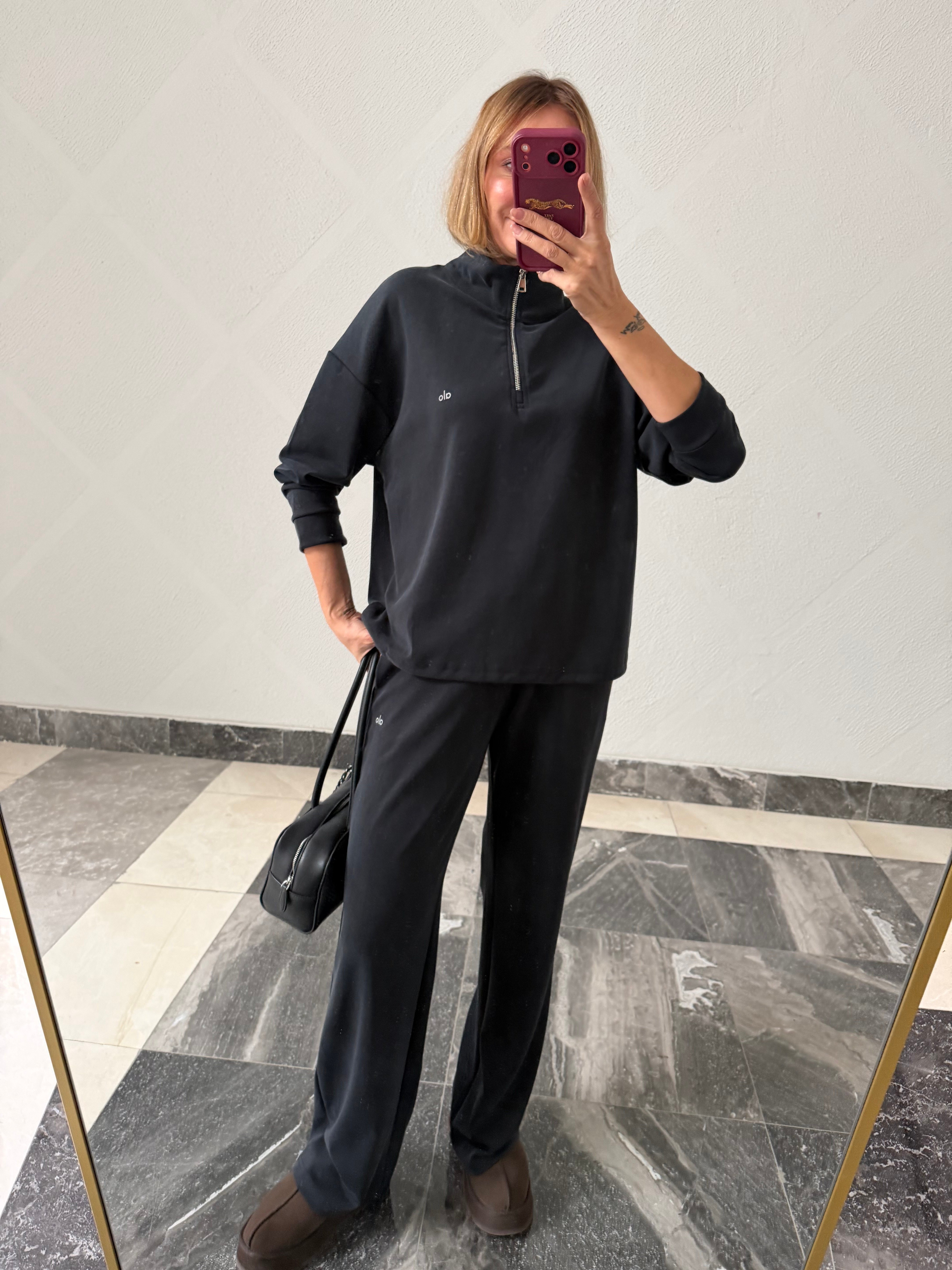 Aloha Antrasit Yarım Fermuarlı Sweat Pantolon Takım