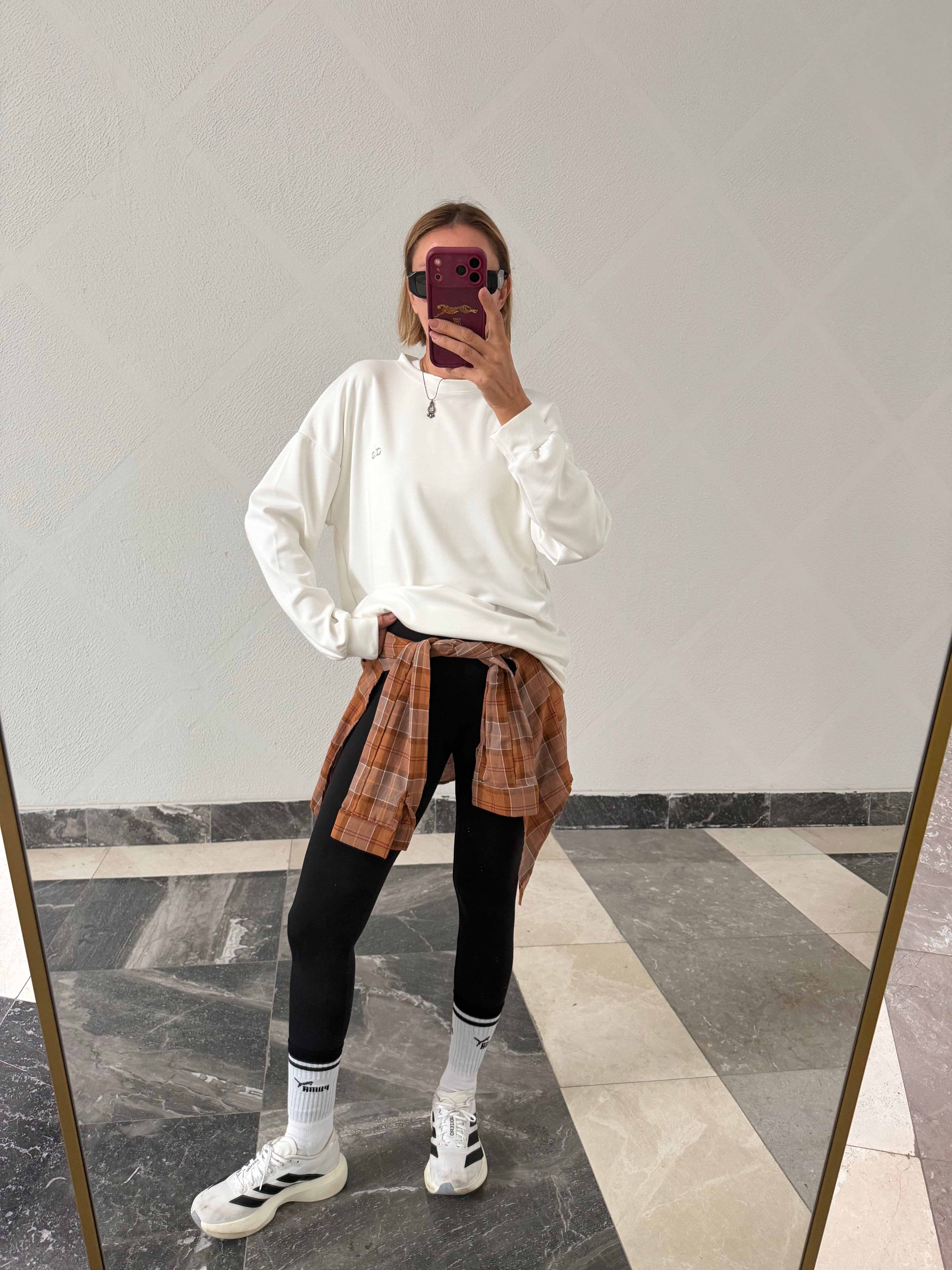Aloha Beyaz Reflektör Baskılı Sweat