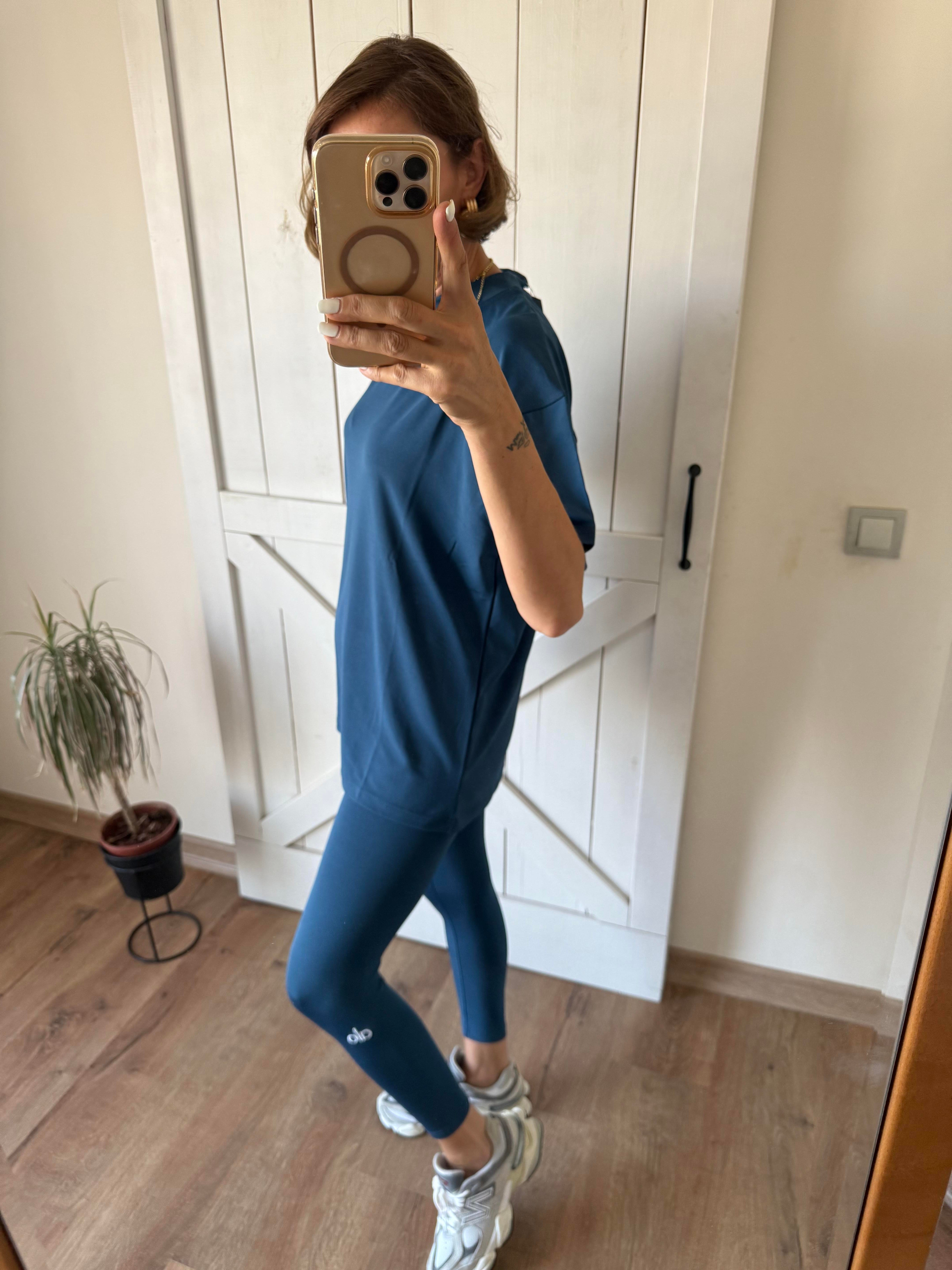 Aloha Petrol Mavisi Tshirt Tayt Takım