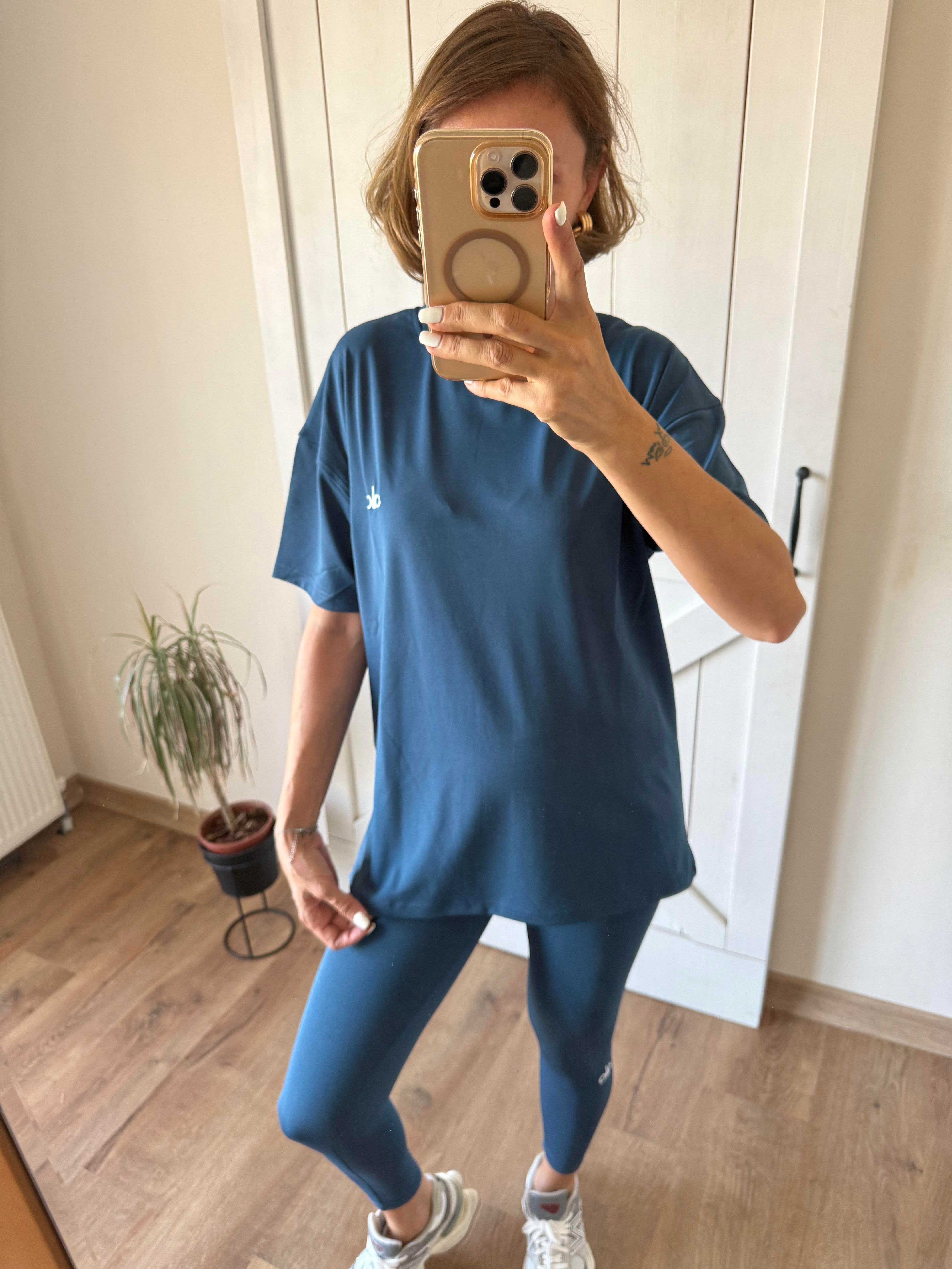 Aloha Petrol Mavisi Tshirt Tayt Takım