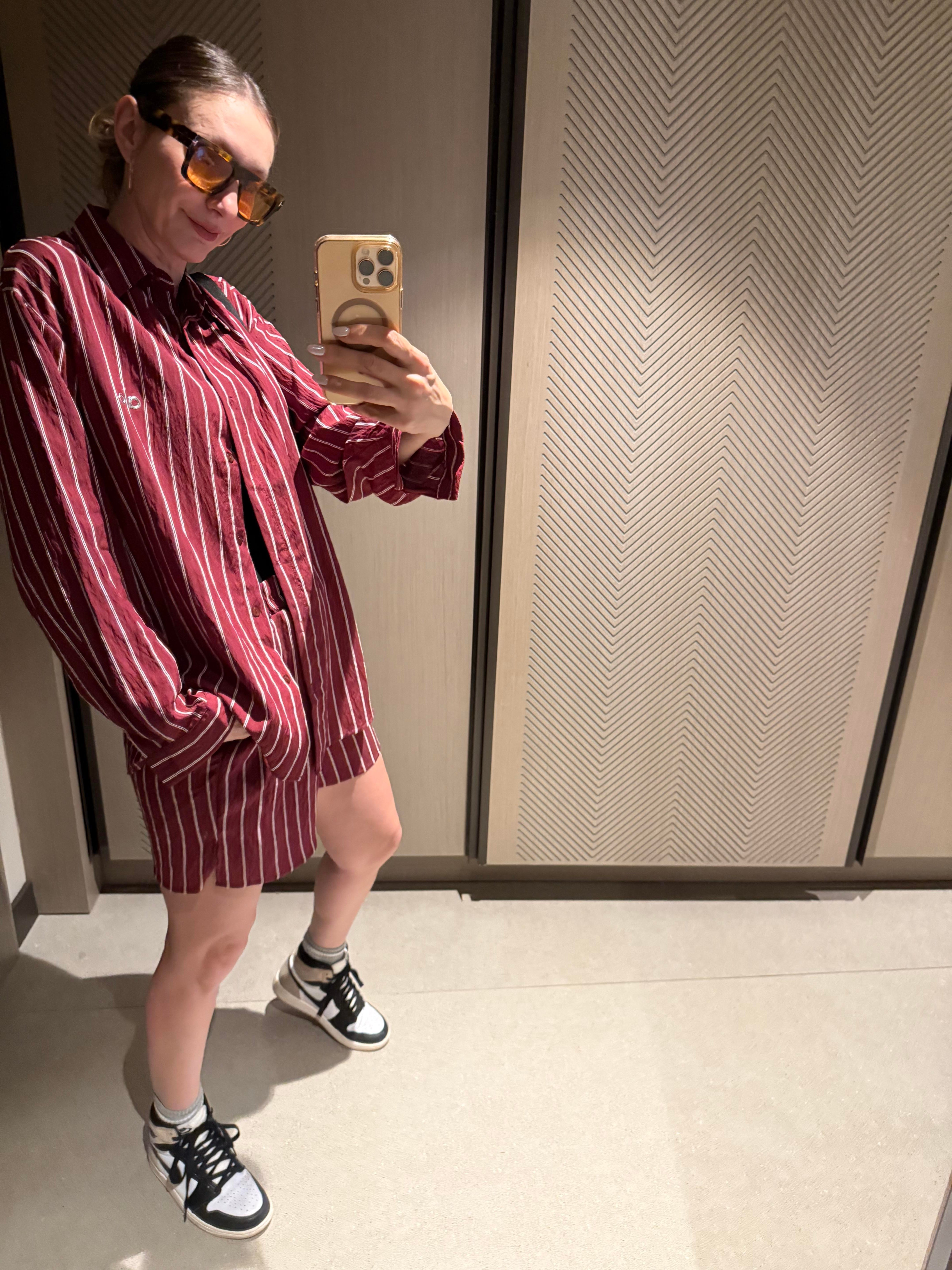 Aloy Bordo Şortlu Gömlek Takım