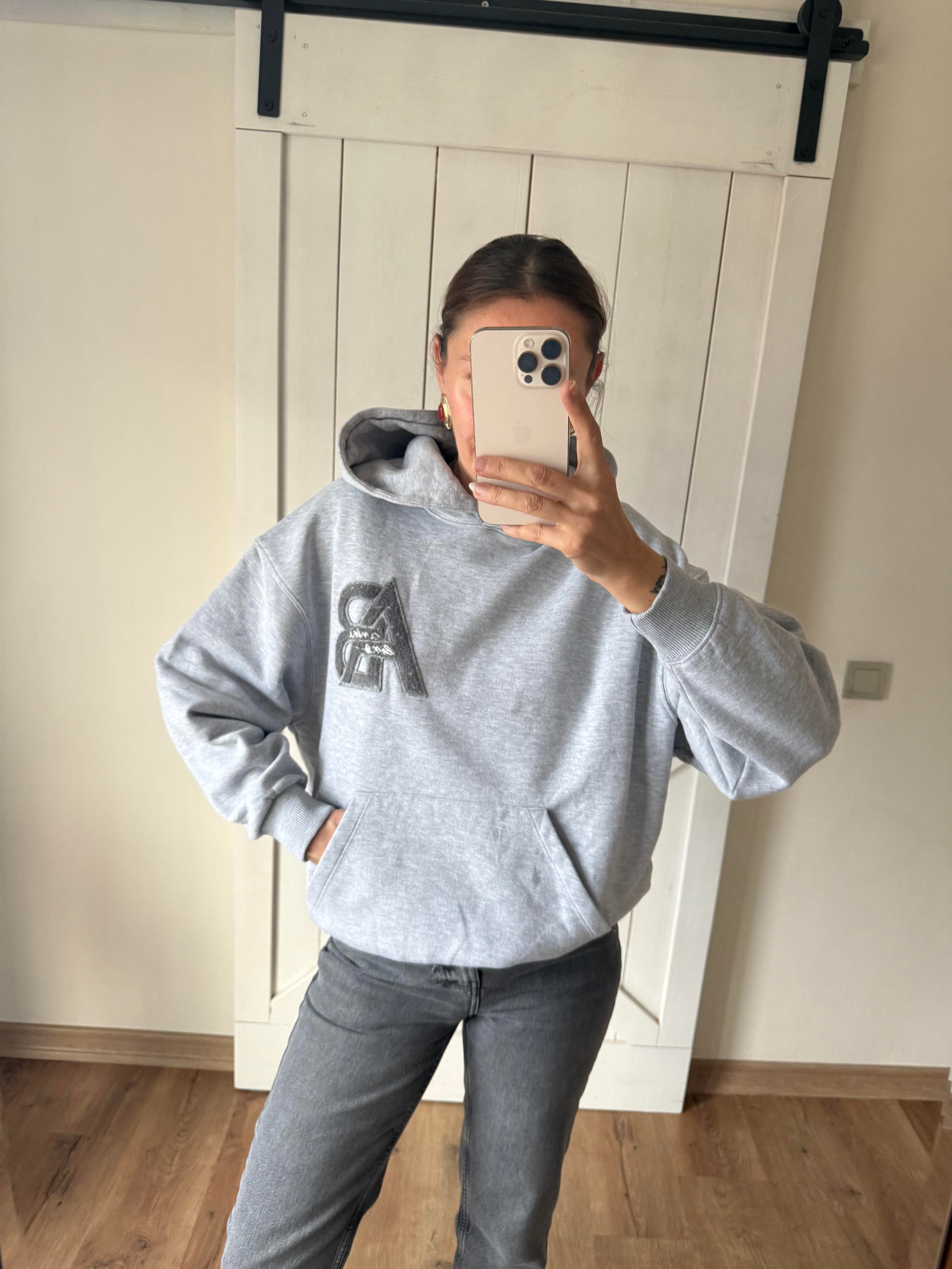Aninee Gri Kapüşonlu Sweatshirt