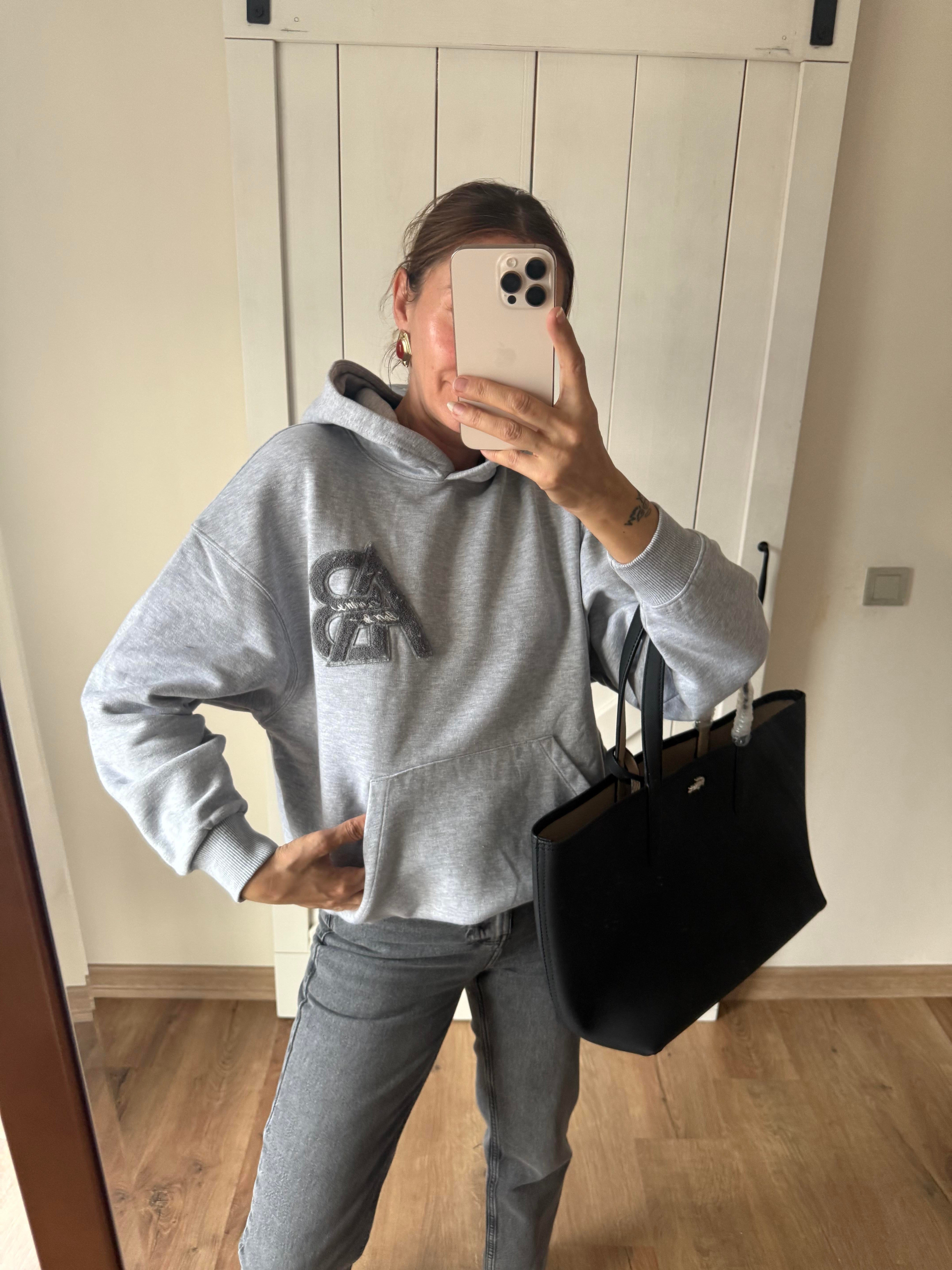 Aninee Gri Kapüşonlu Sweatshirt