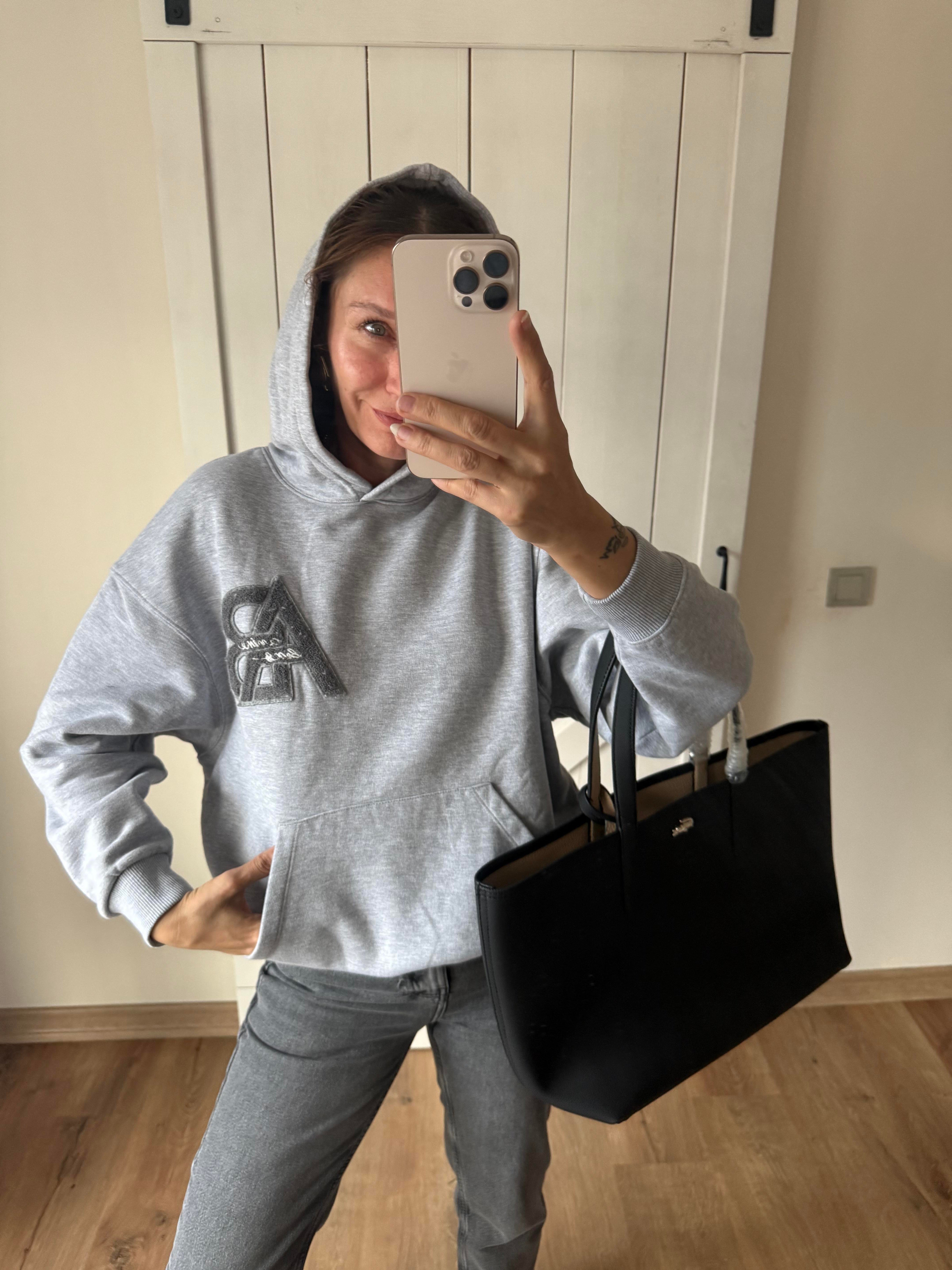 Aninee Gri Kapüşonlu Sweatshirt