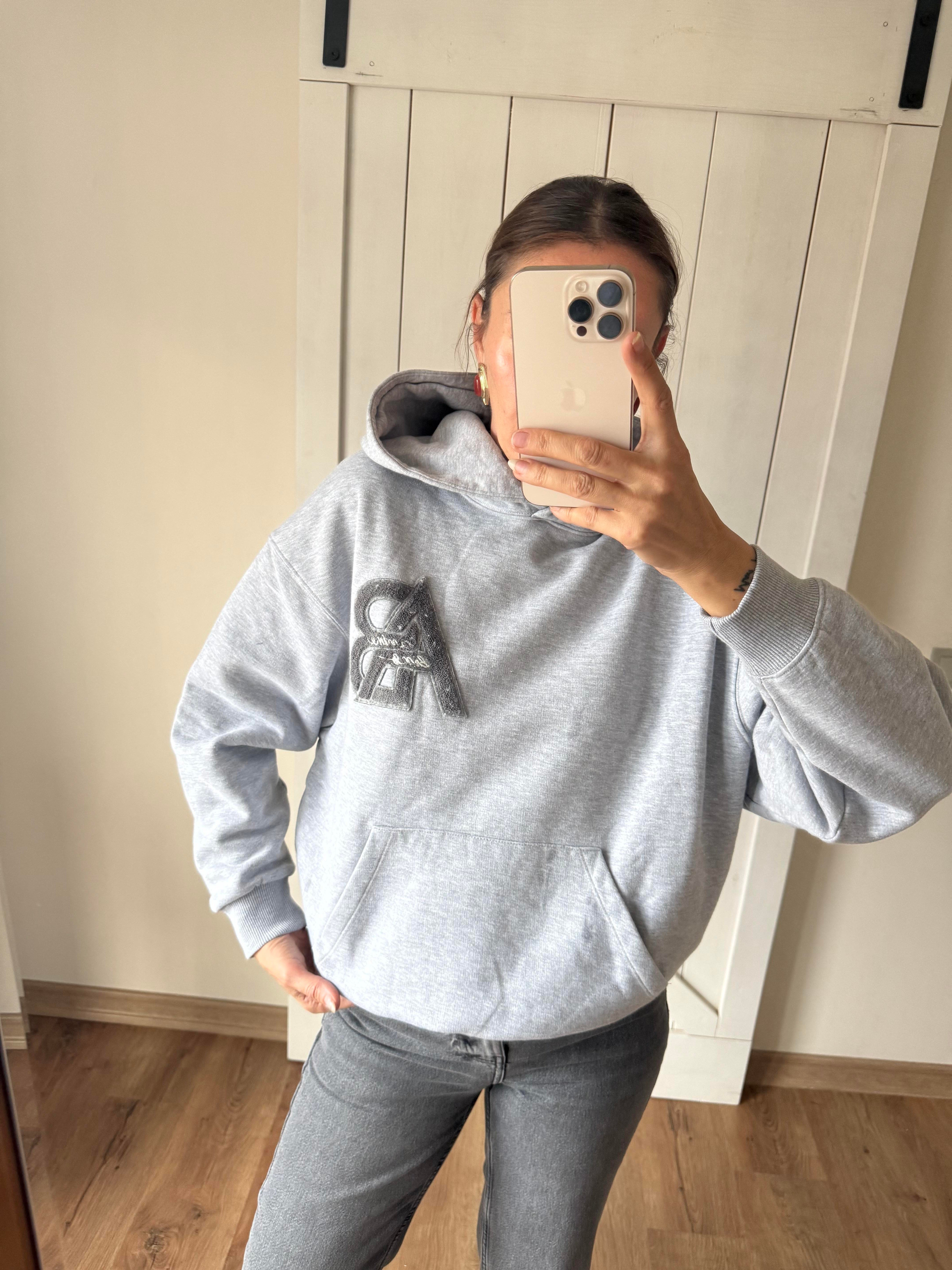 Aninee Gri Kapüşonlu Sweatshirt