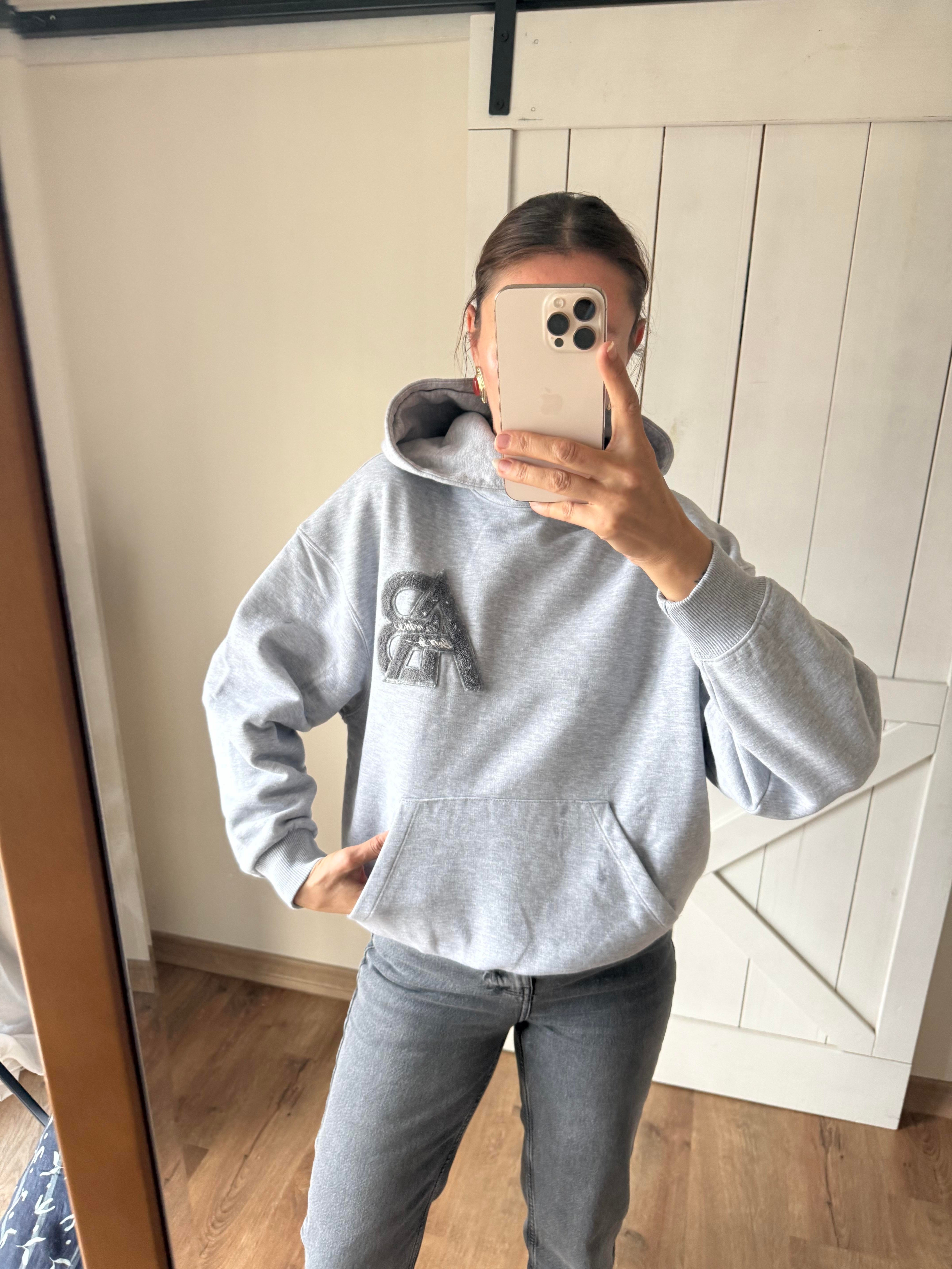 Aninee Gri Kapüşonlu Sweatshirt