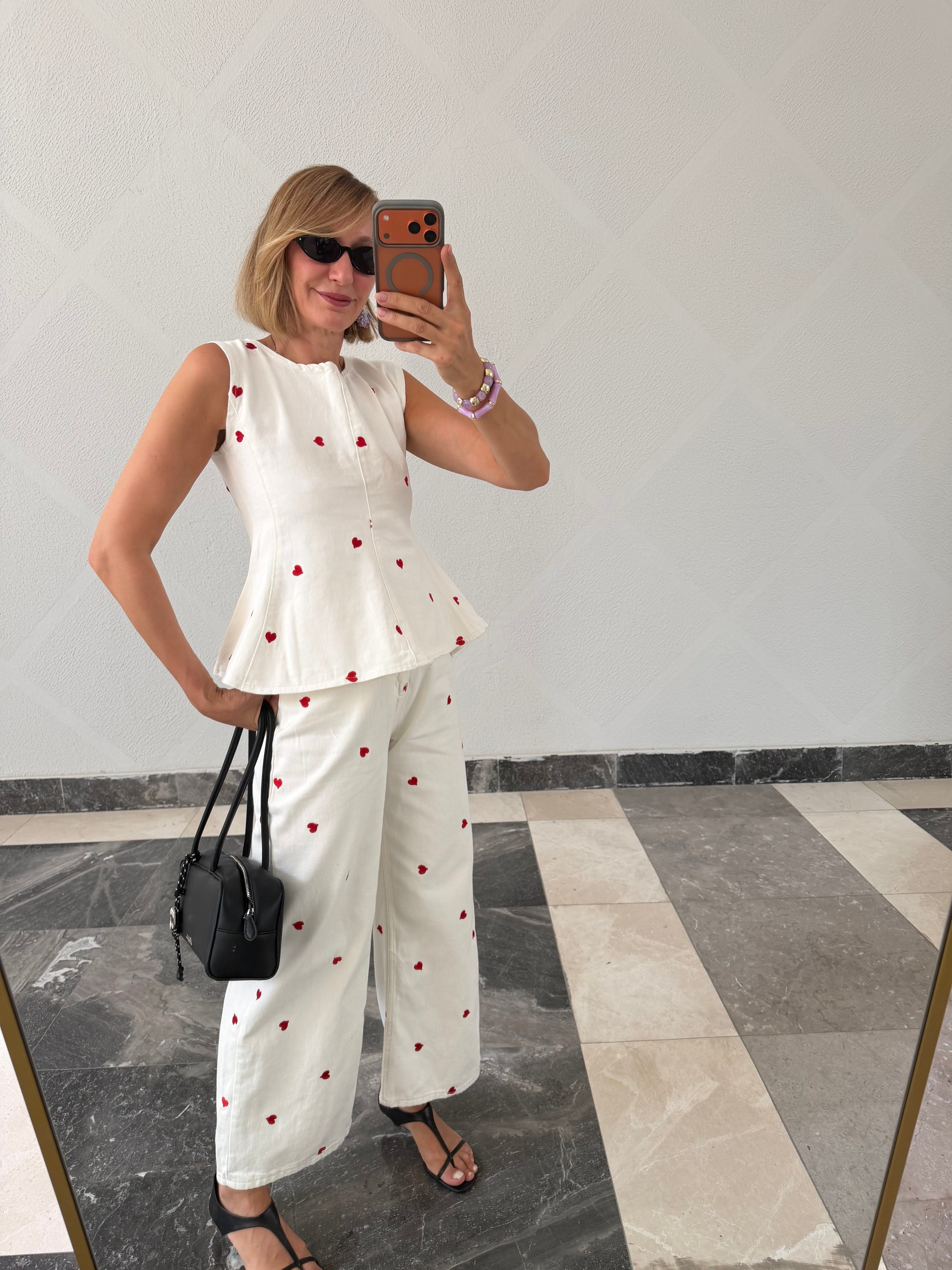 Anne With Love Nakışlı Denim Takım